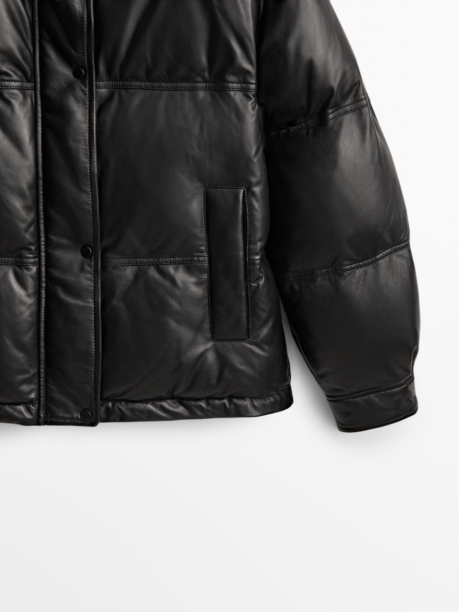 Black nappa puffer jacket - Massimo 