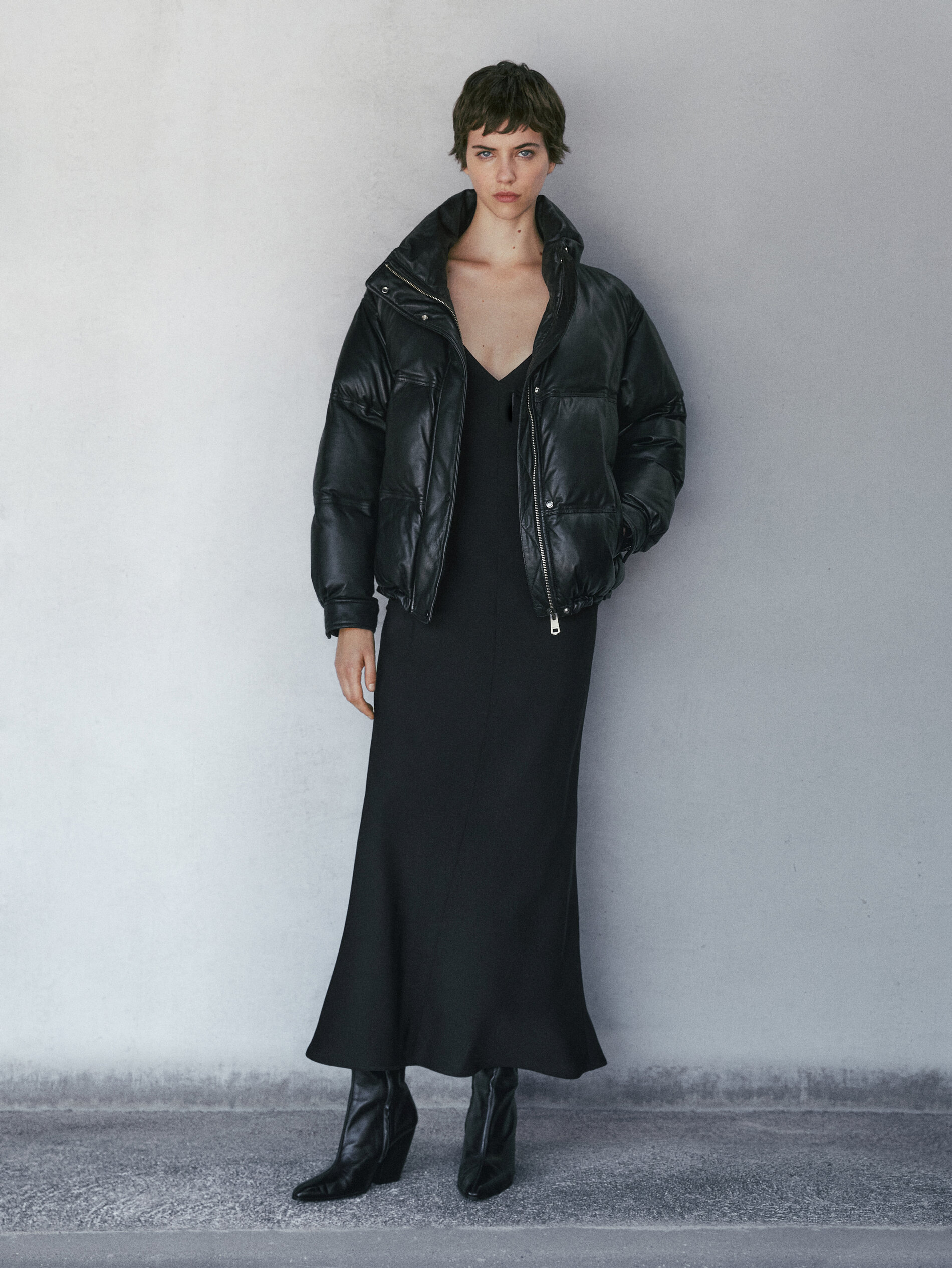 Black nappa puffer jacket - Massimo 