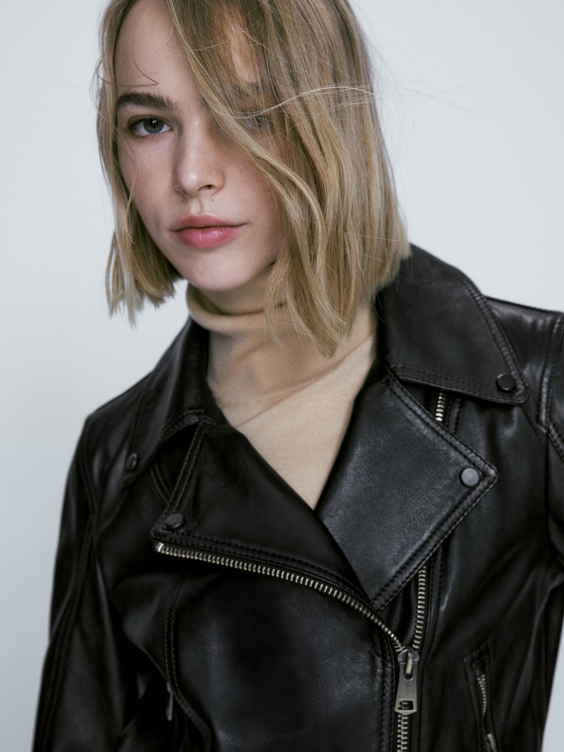 Massimo Dutti - Women - Nappa Leather Biker Jacket - Black - 10