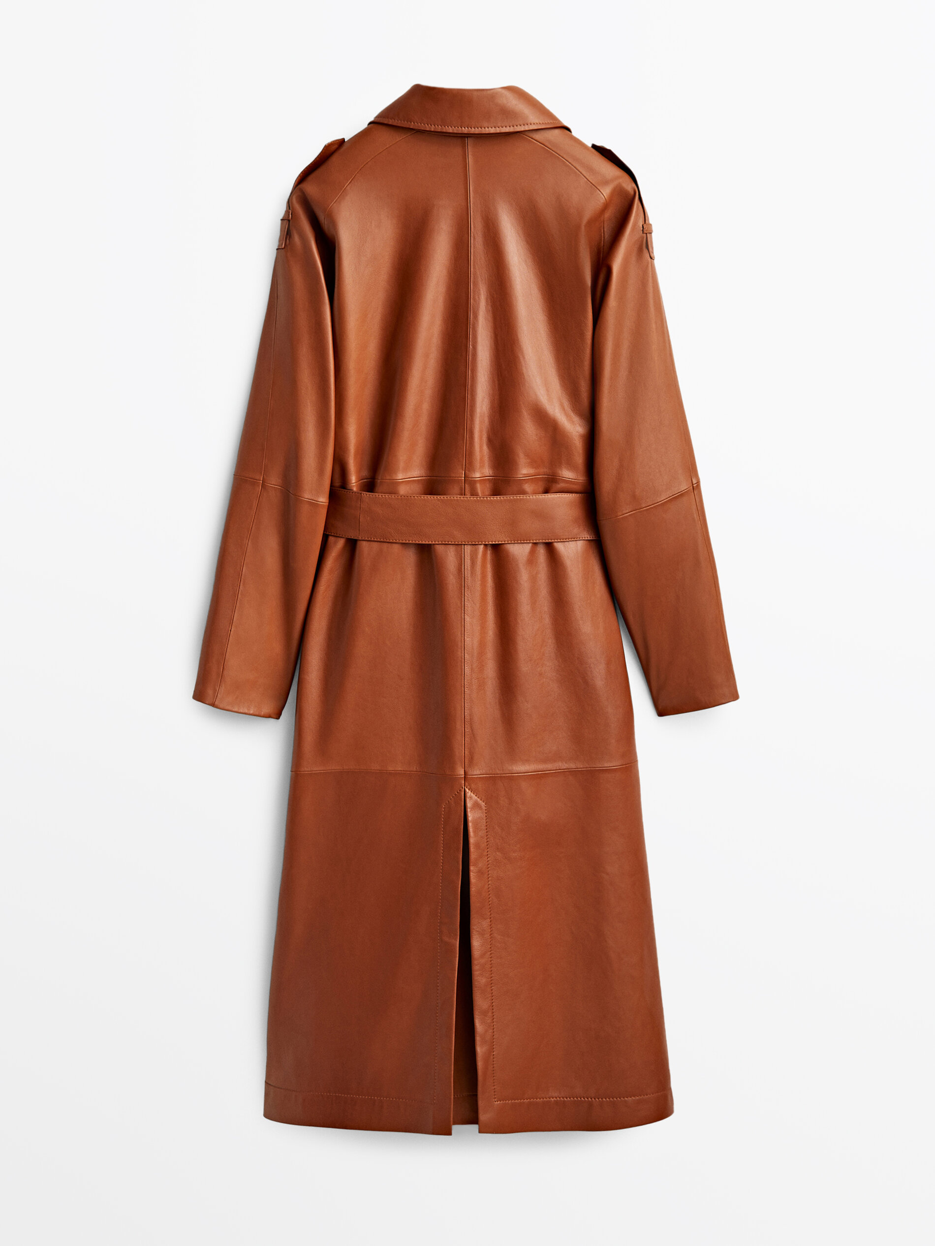 Nappa leather trench coat with belt 