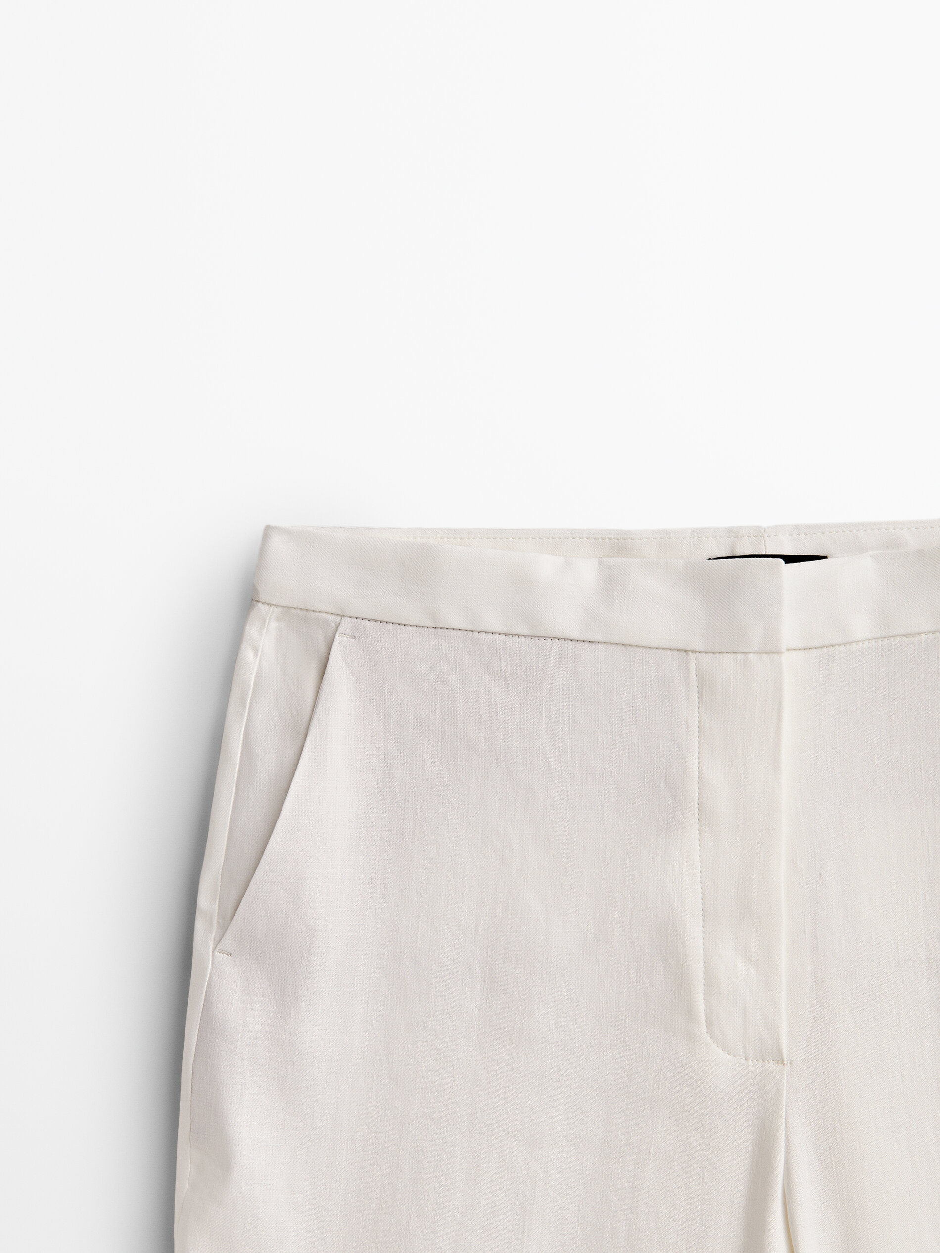 Massimo Dutti Lniane spodnie kremowy W stylu casual Moda Spodnie Spodnie lniane 