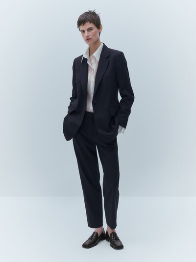 마시모두띠 Massimo Dutti Cold wool suit trousers,BLACK
