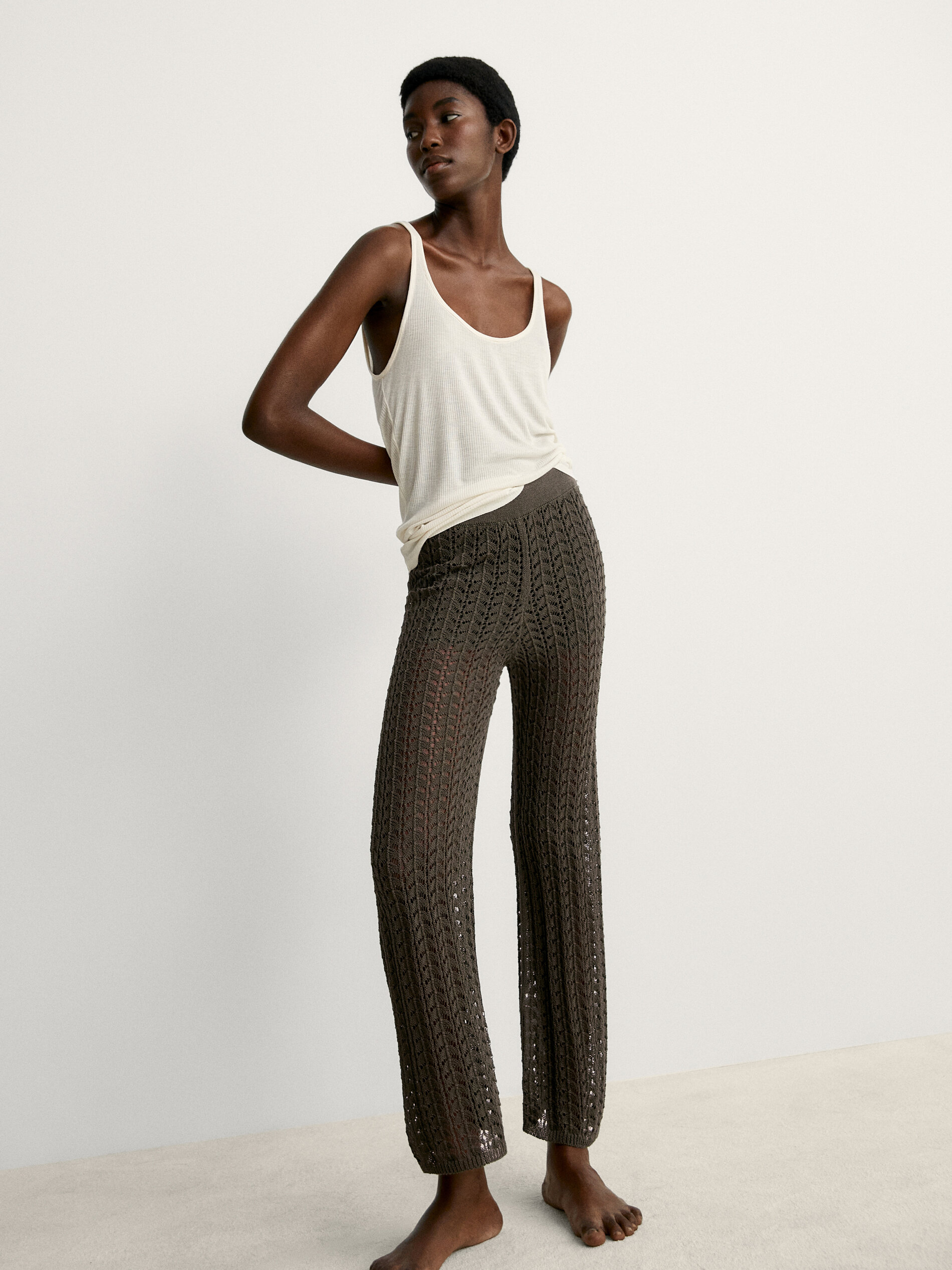 Pantalón punto crochet - Massimo Dutti España
