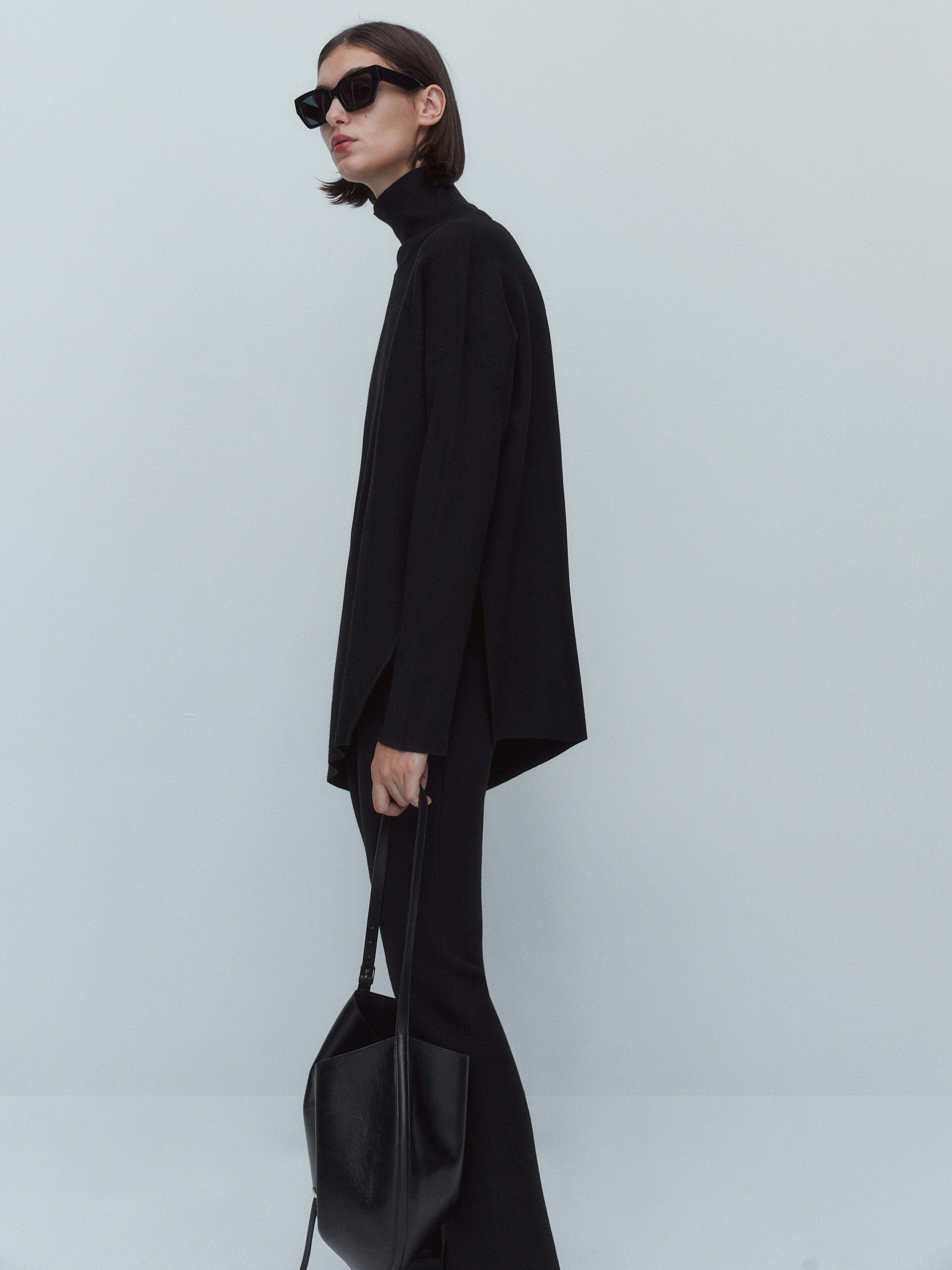 Massimo Dutti Spodnie materia\u0142owe czarny W stylu casual Moda Spodnie Spodnie materiałowe 