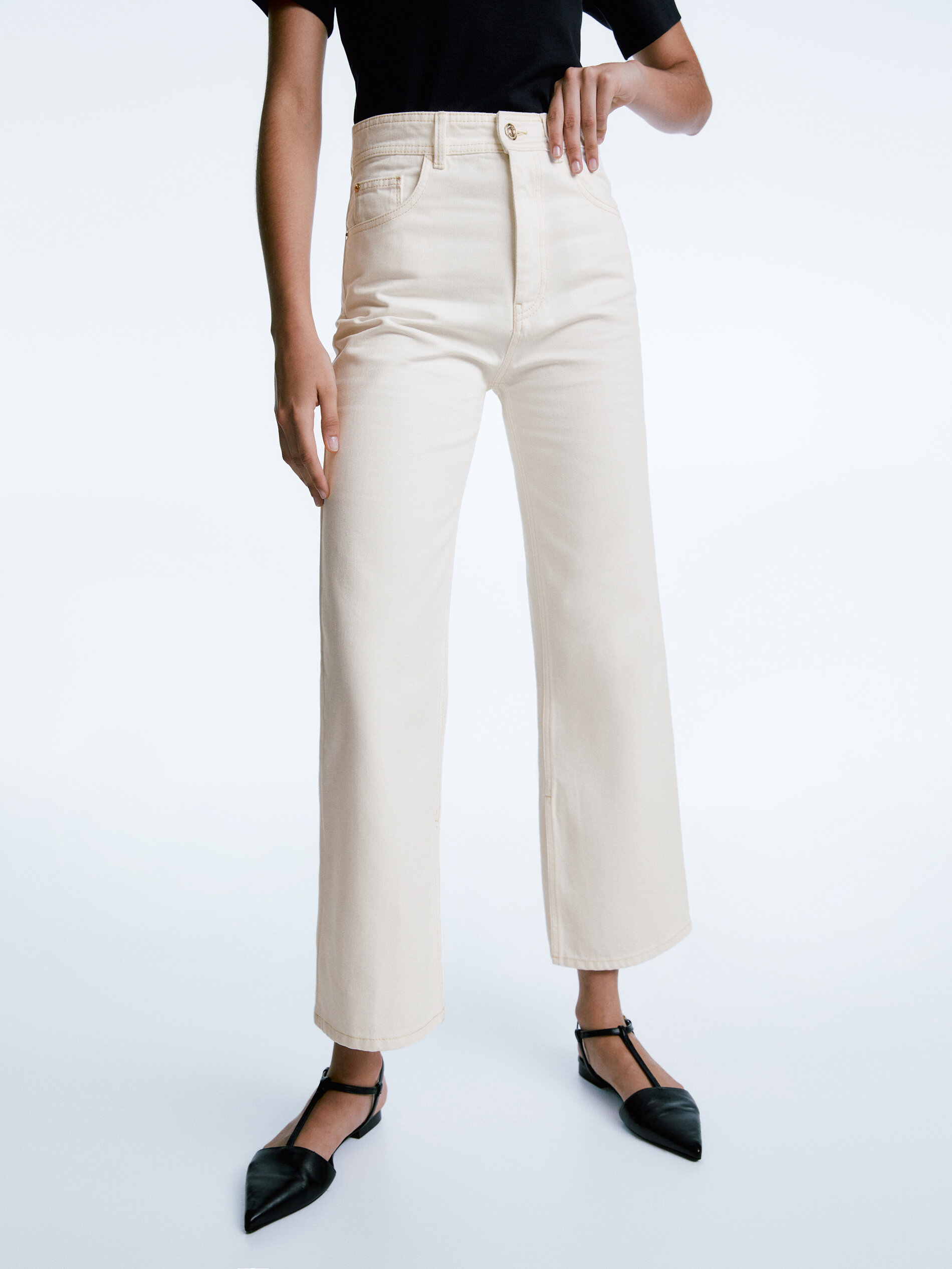 Straight fit high-waist cropped jeans 