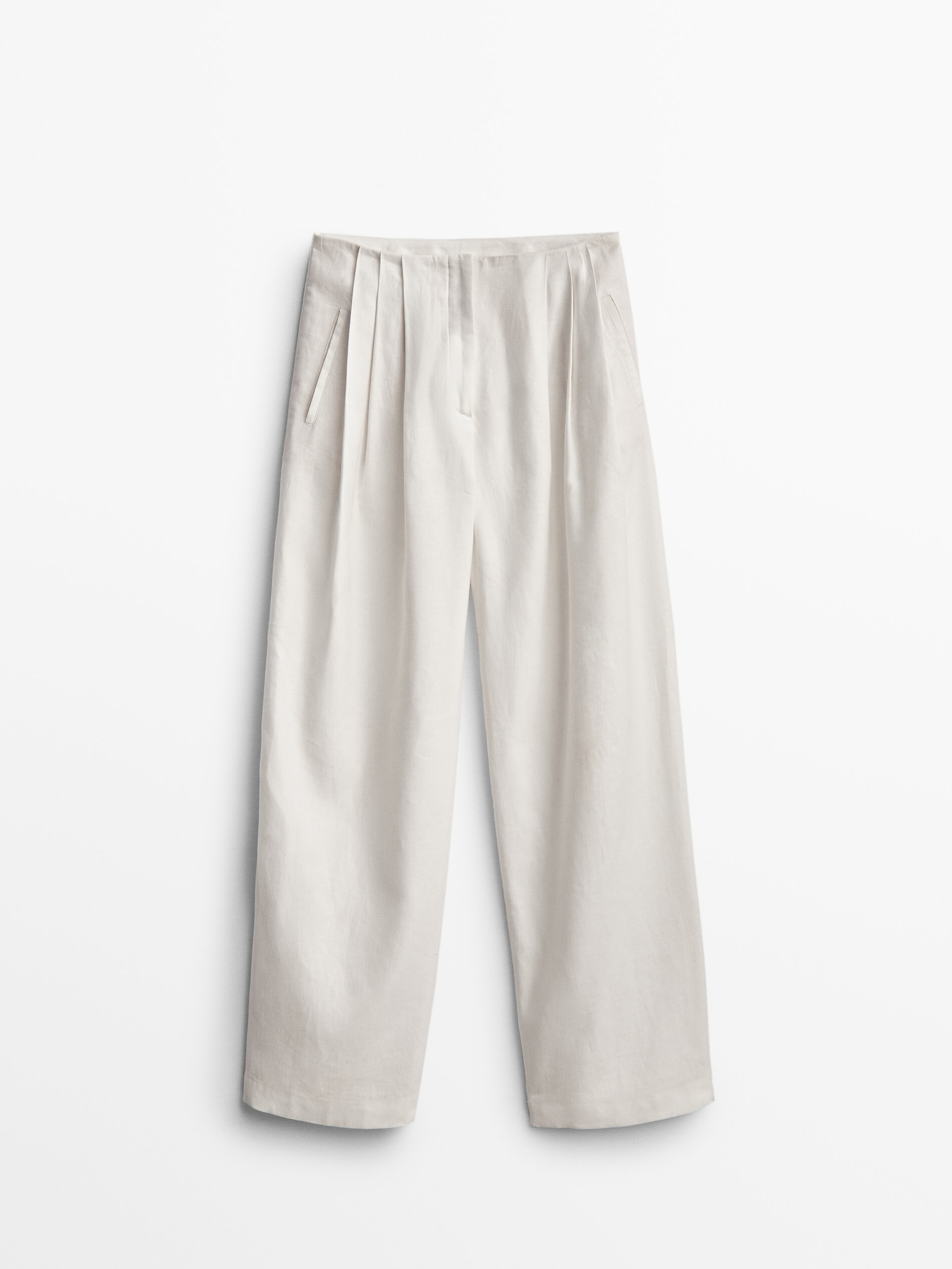 Pantaloni a vita bassa di lino e cotone - Massimo Dutti Italia