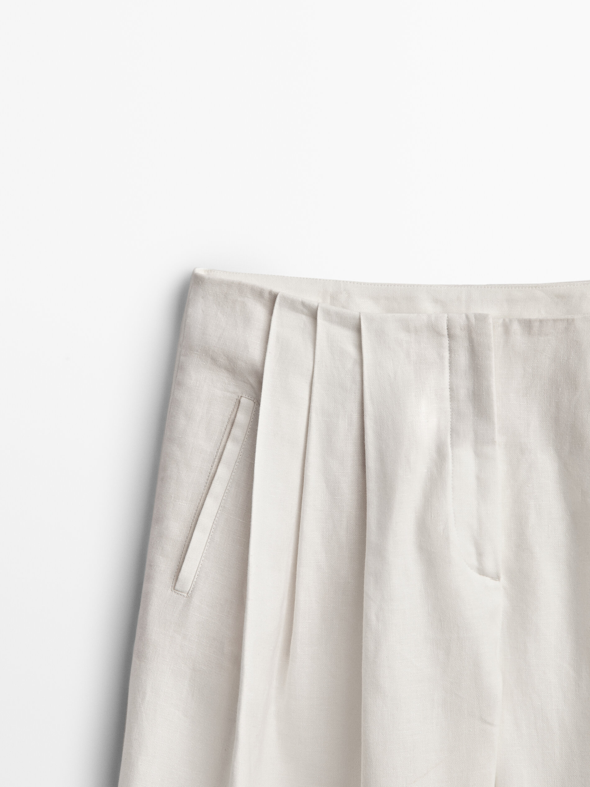 Pantaloni a vita bassa di lino e cotone - Massimo Dutti Italia