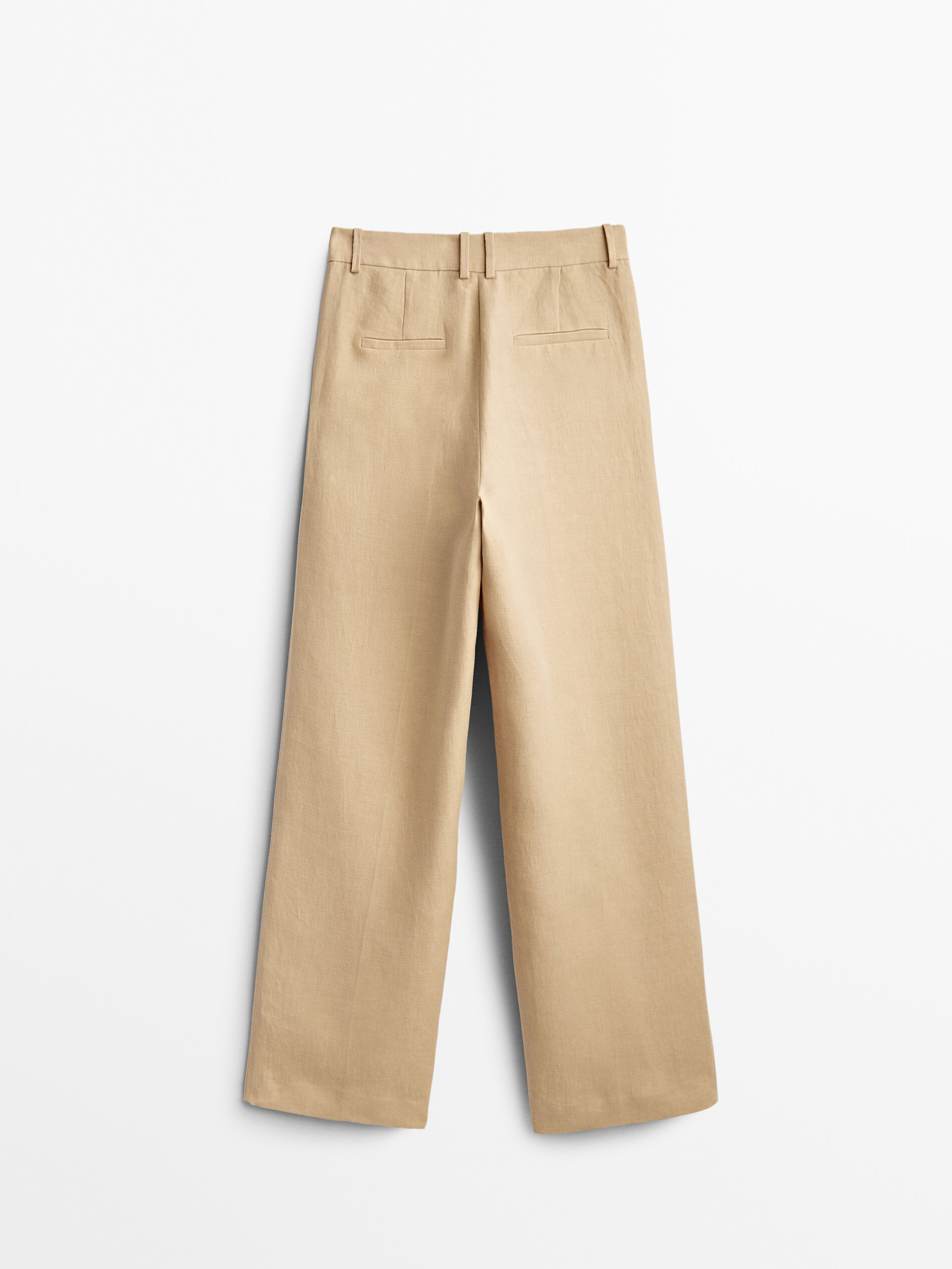 Massimo Dutti - Women - Straight Fit Linen Trousers - Medium Camel - 6