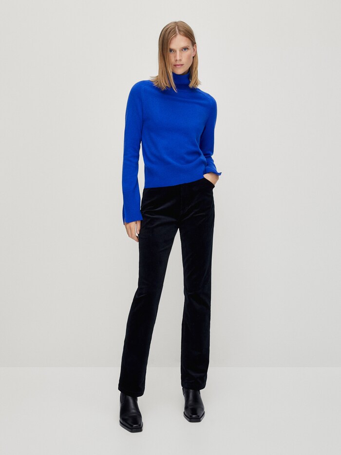 Straight fit needlecord trousers Dark Blue