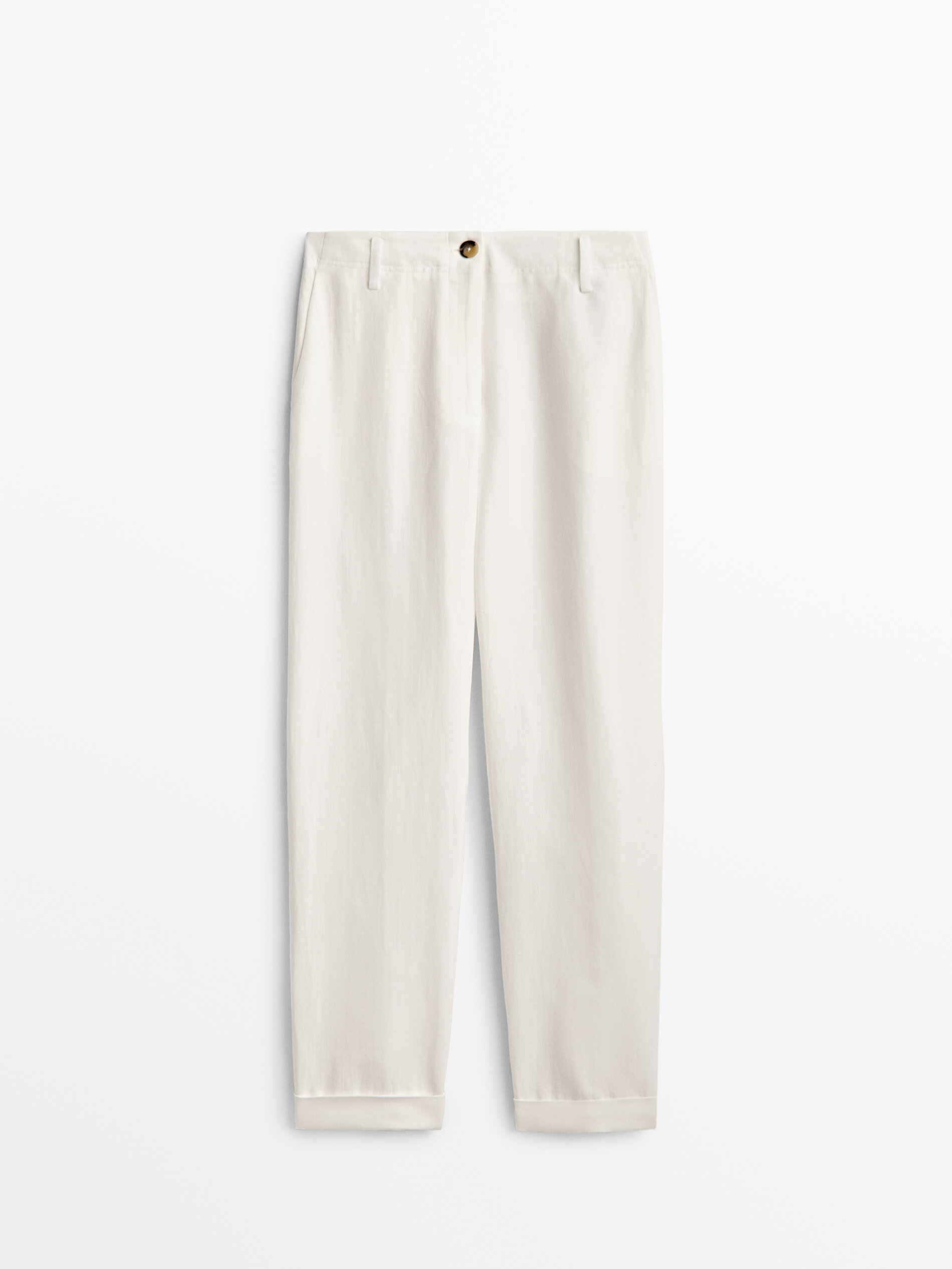 Straight fit trousers with turn-up hems 