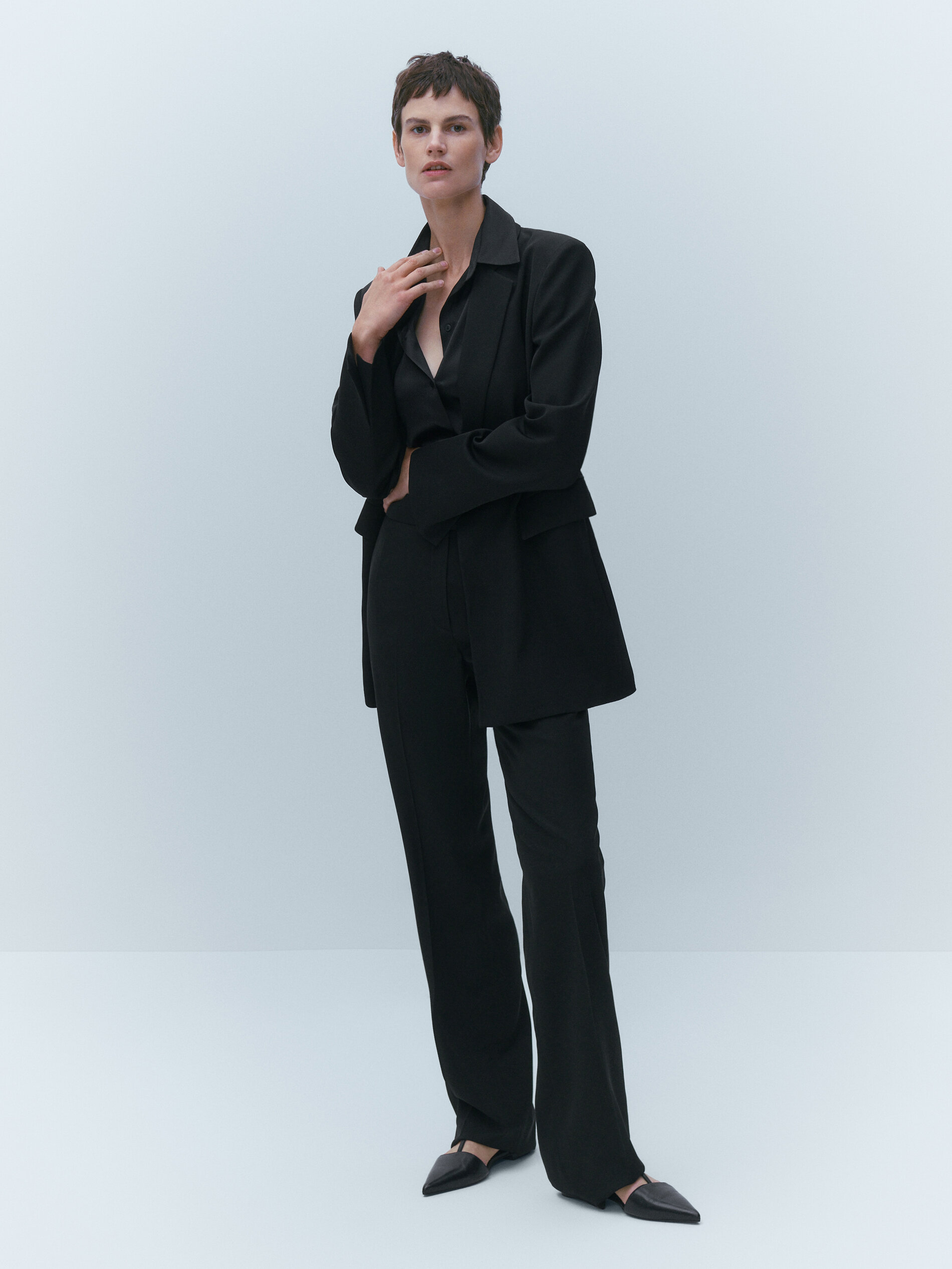 Massimo Dutti We\u0142niane spodnie czarny W stylu casual Moda Spodnie Wełniane spodnie 