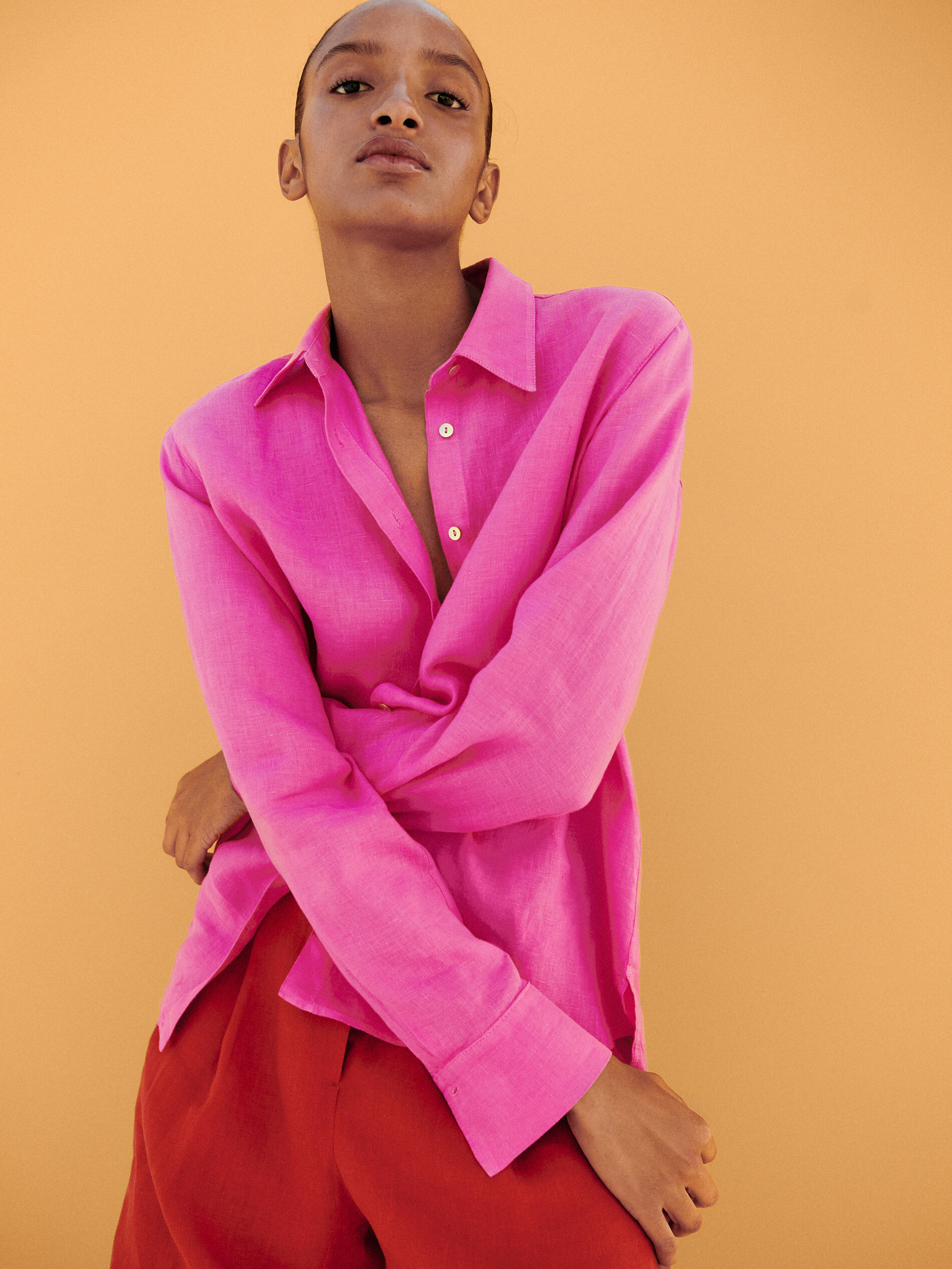 Fuchsia linen shirt clearance