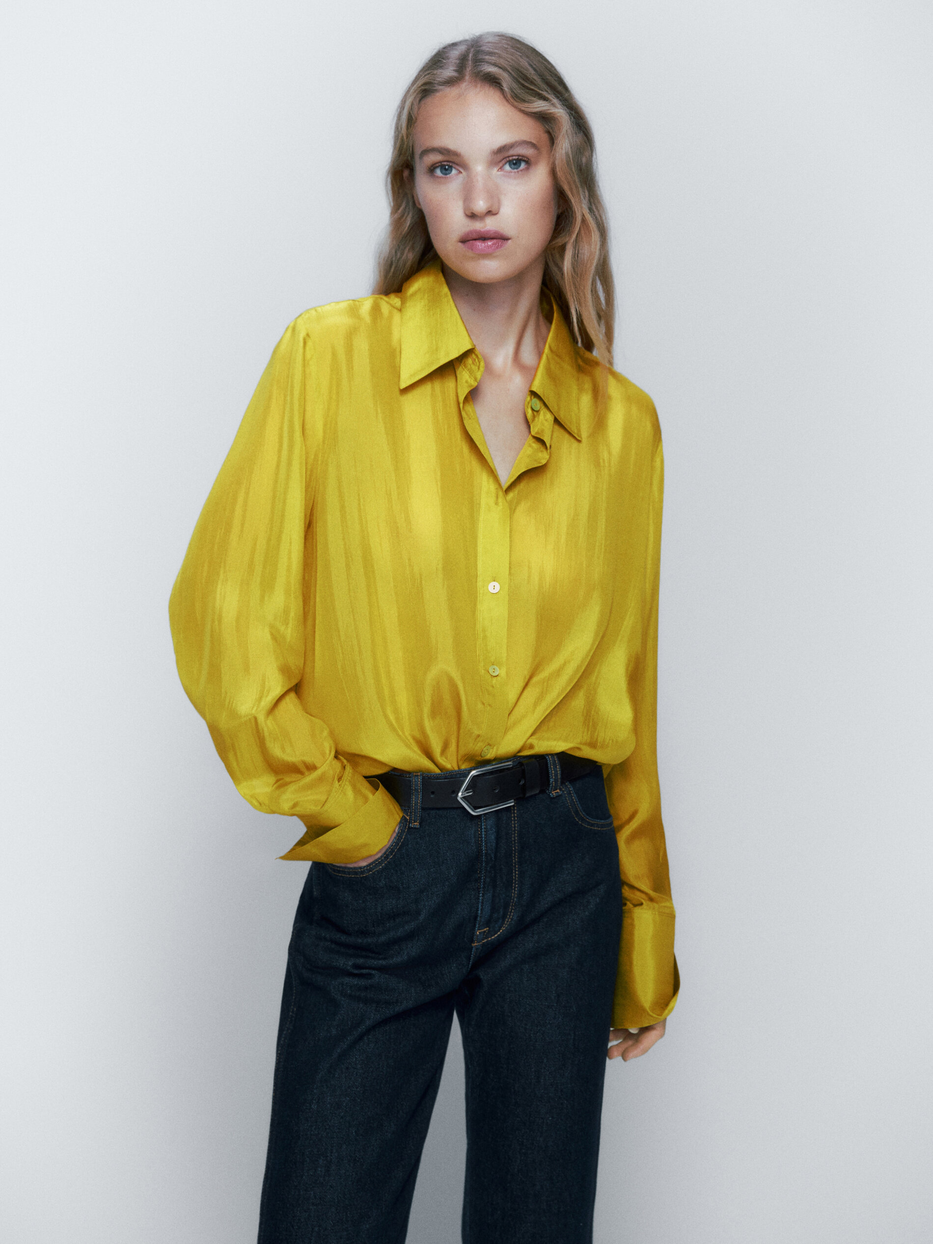 Silk yellow shirt Clearance