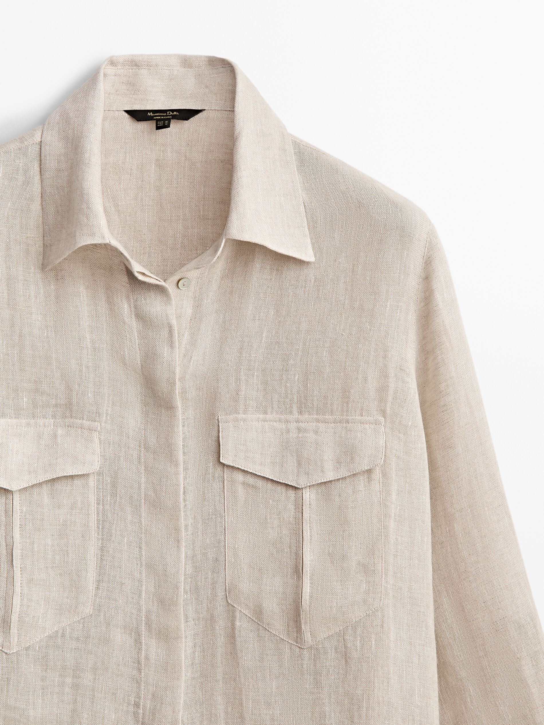 100% linen shirt with pockets - Massimo Dutti Finland