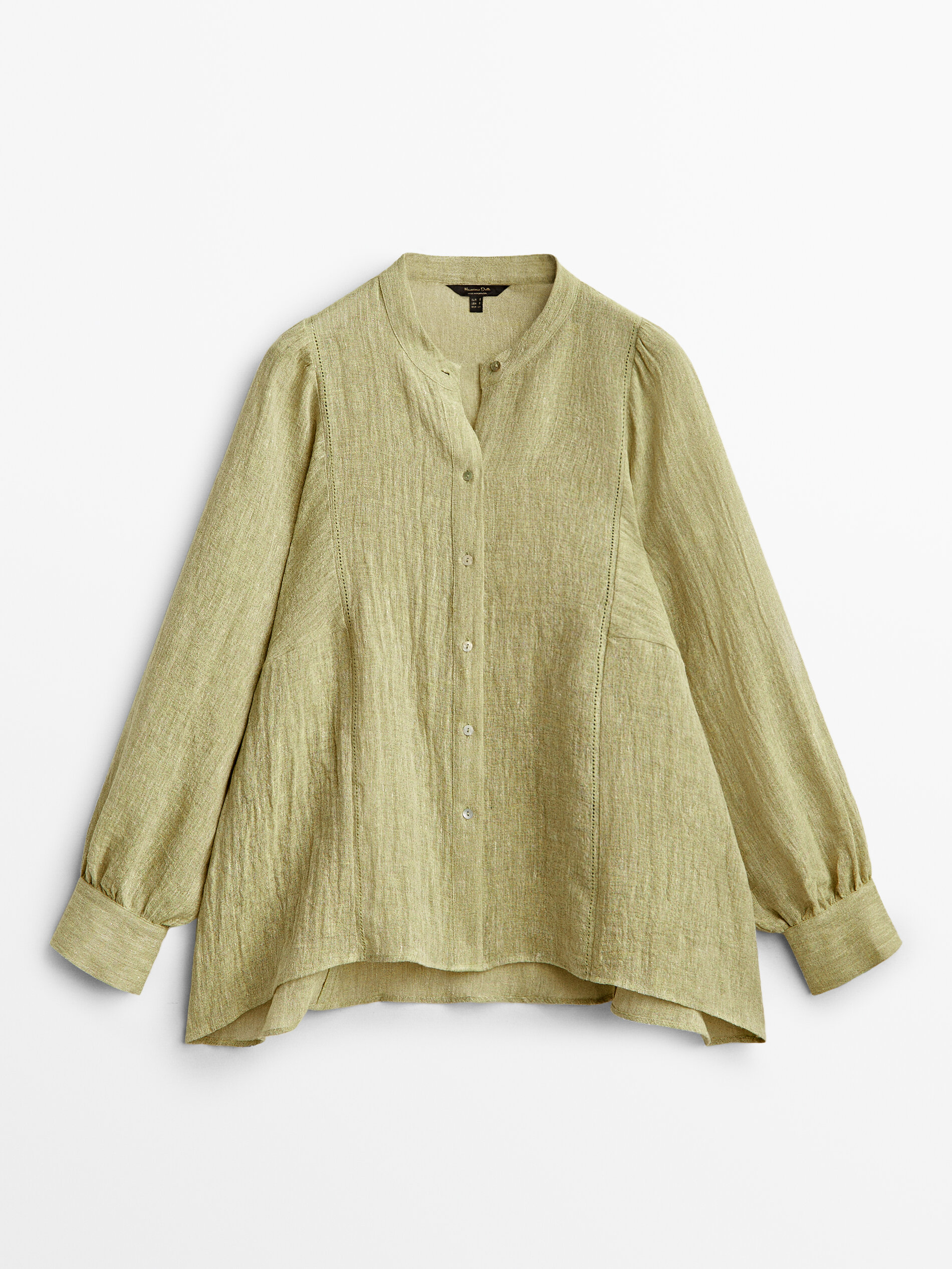 Green linen blouse