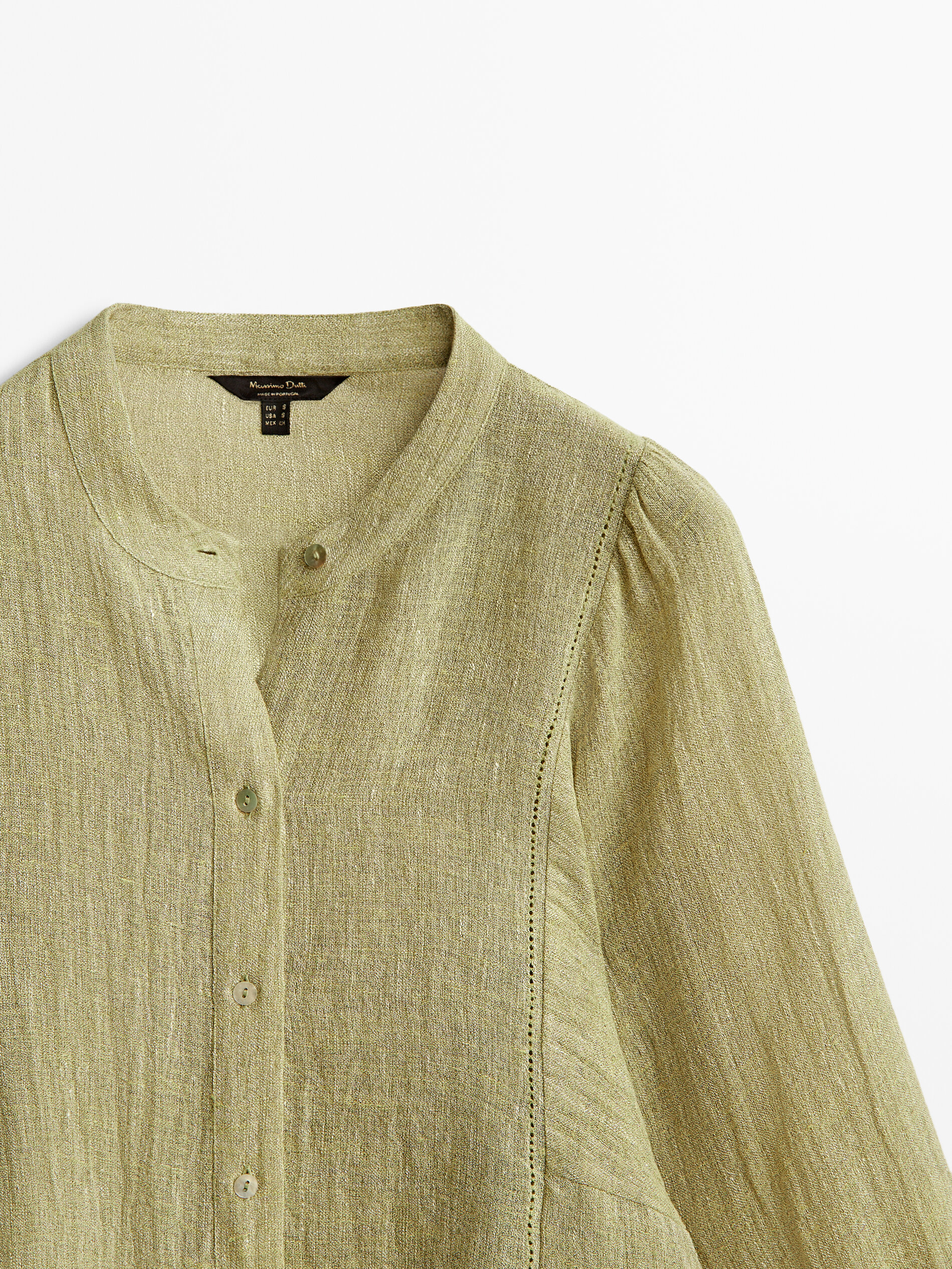 Green linen blouse
