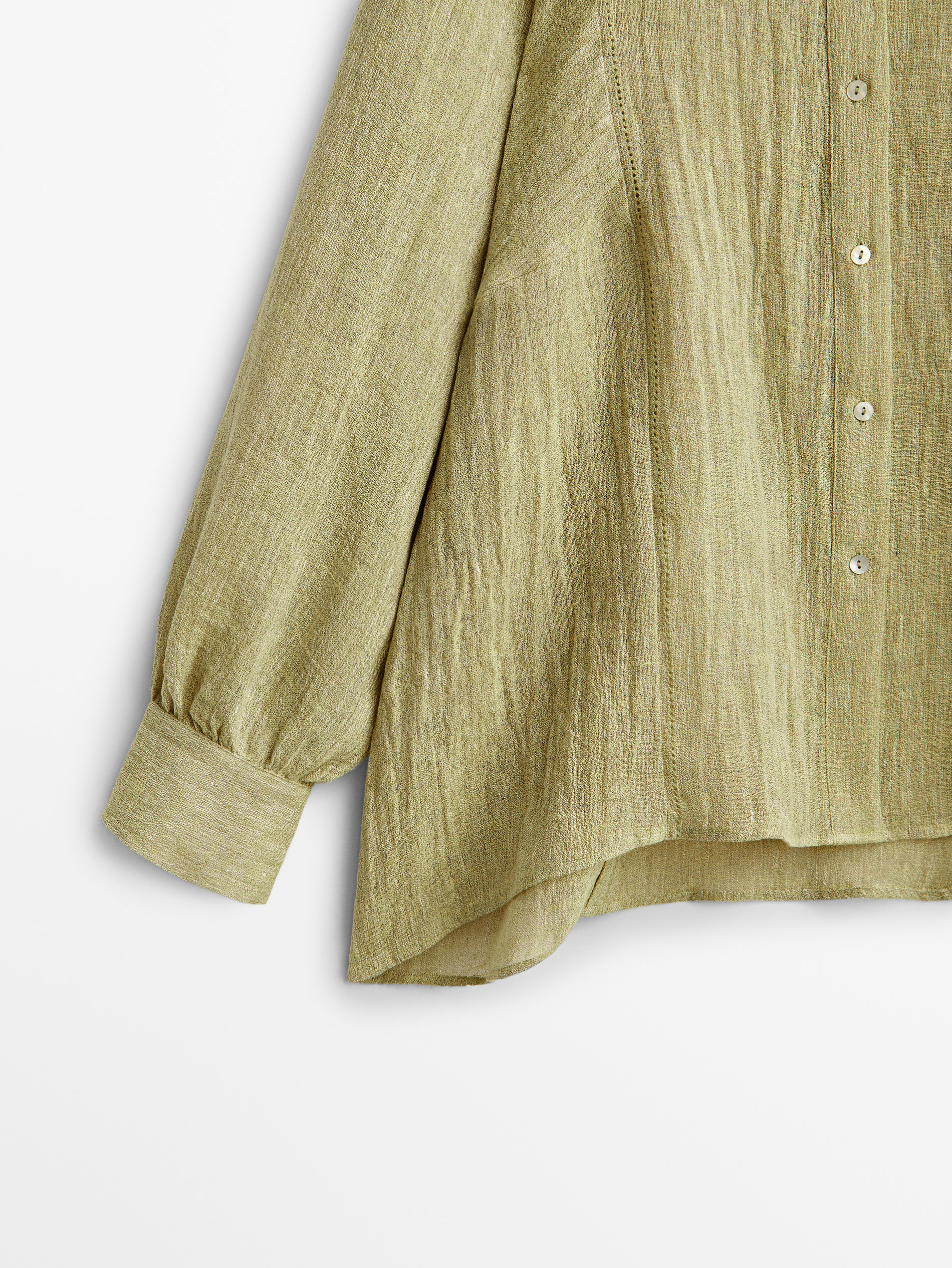 Green linen shirt - Massimo Dutti
