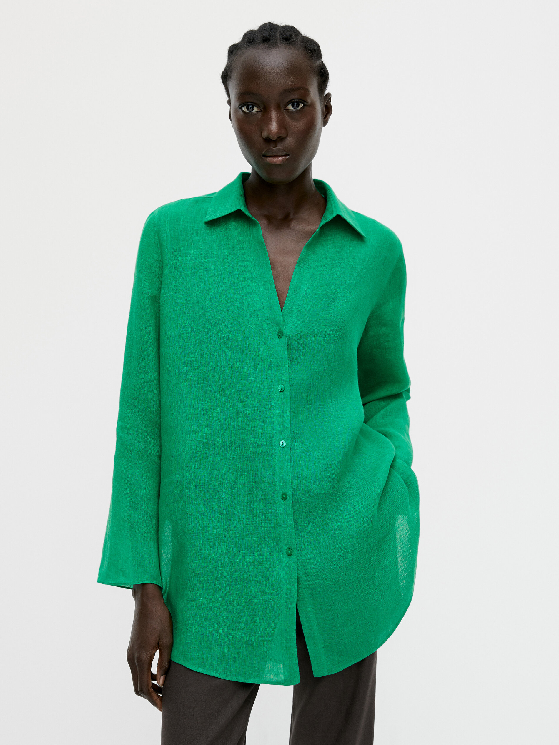 massimo dutti green blouse