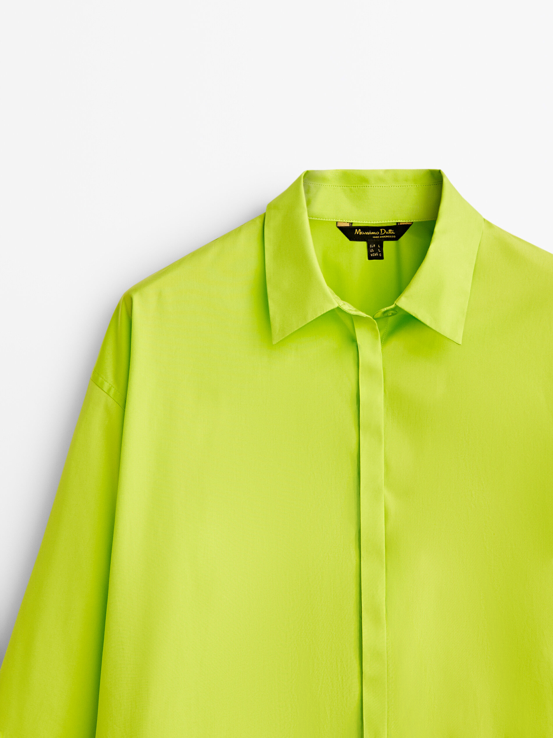 Green poplin shirt - Massimo Dutti Slovenia