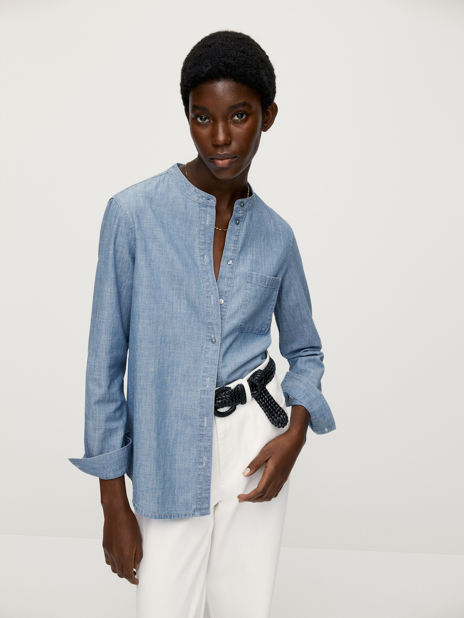 Denim collar shirt Clearance
