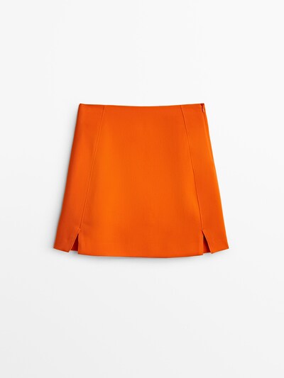 마시모두띠 Massimo Dutti Short skirt with slits,ORANGE