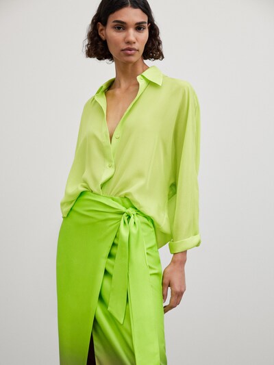 마시모두띠 Massimo Dutti Ombre skirt with side knot,GREEN