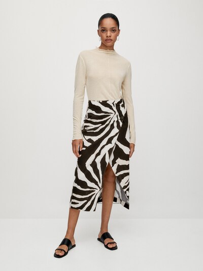 마시모두띠 Massimo Dutti Zebra print linen skirt,BLACK