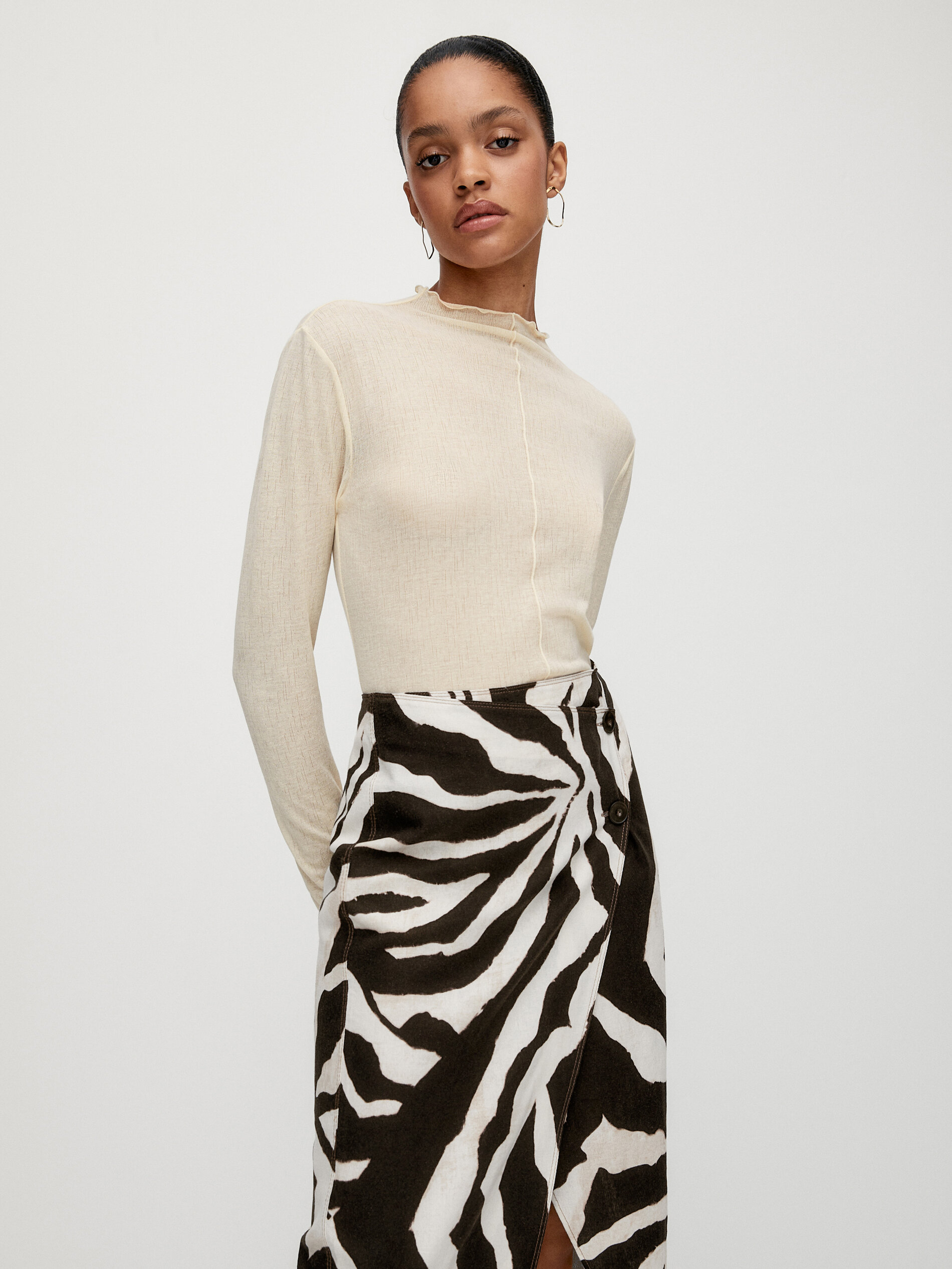 Falda lino cebra Massimo Dutti España