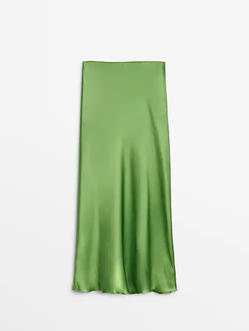 Falda larga lencera satinada - Massimo Dutti