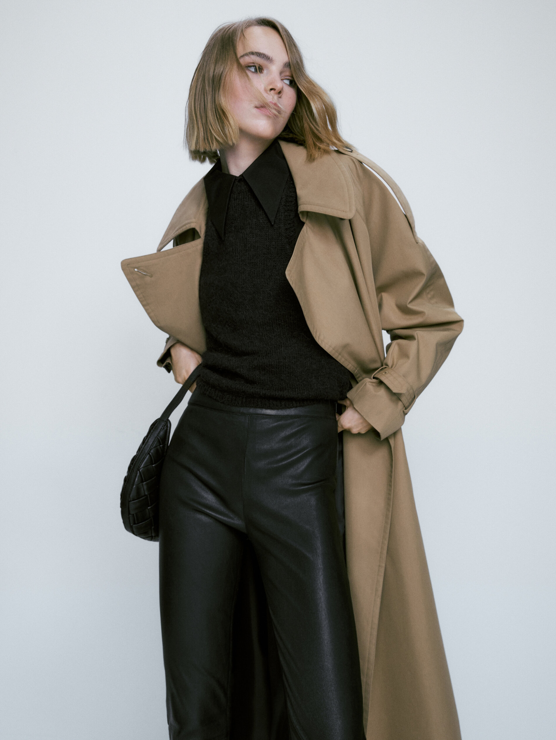 Black leather leggings - Massimo Dutti 