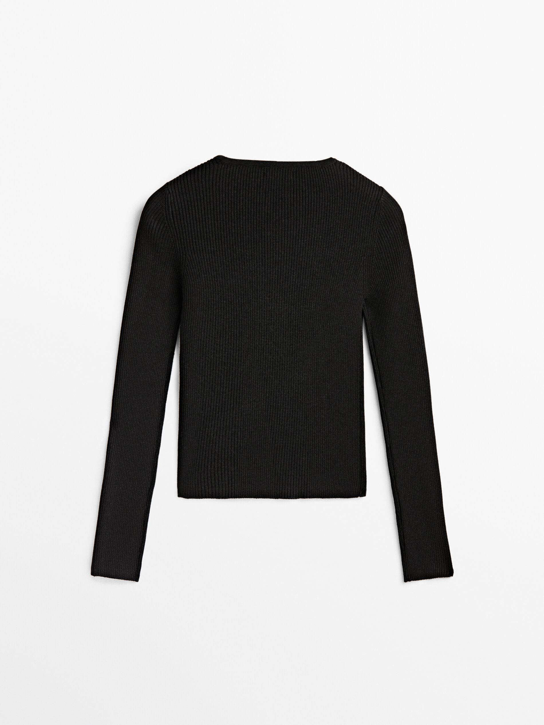 Massimo Dutti - Women - Long Sleeve Cut-Out Sweater - Black - 12
