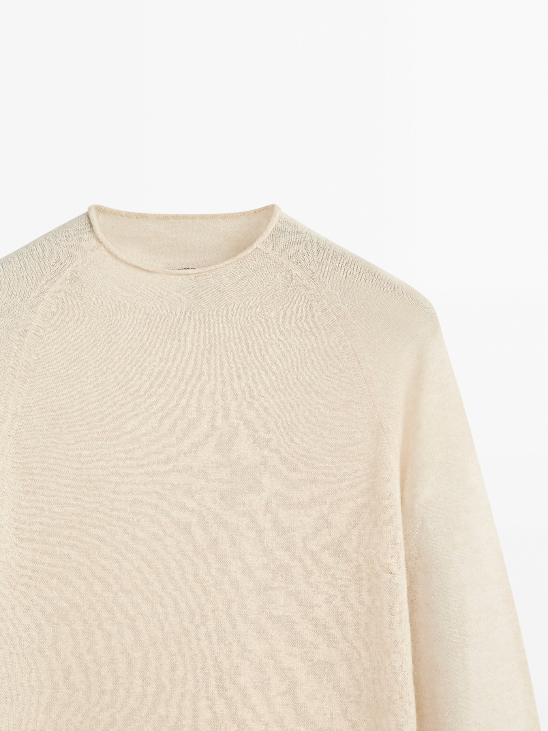 Massimo Dutti - Women - Mock Turtleneck Wool Blend Sweater - Light Beige - 12