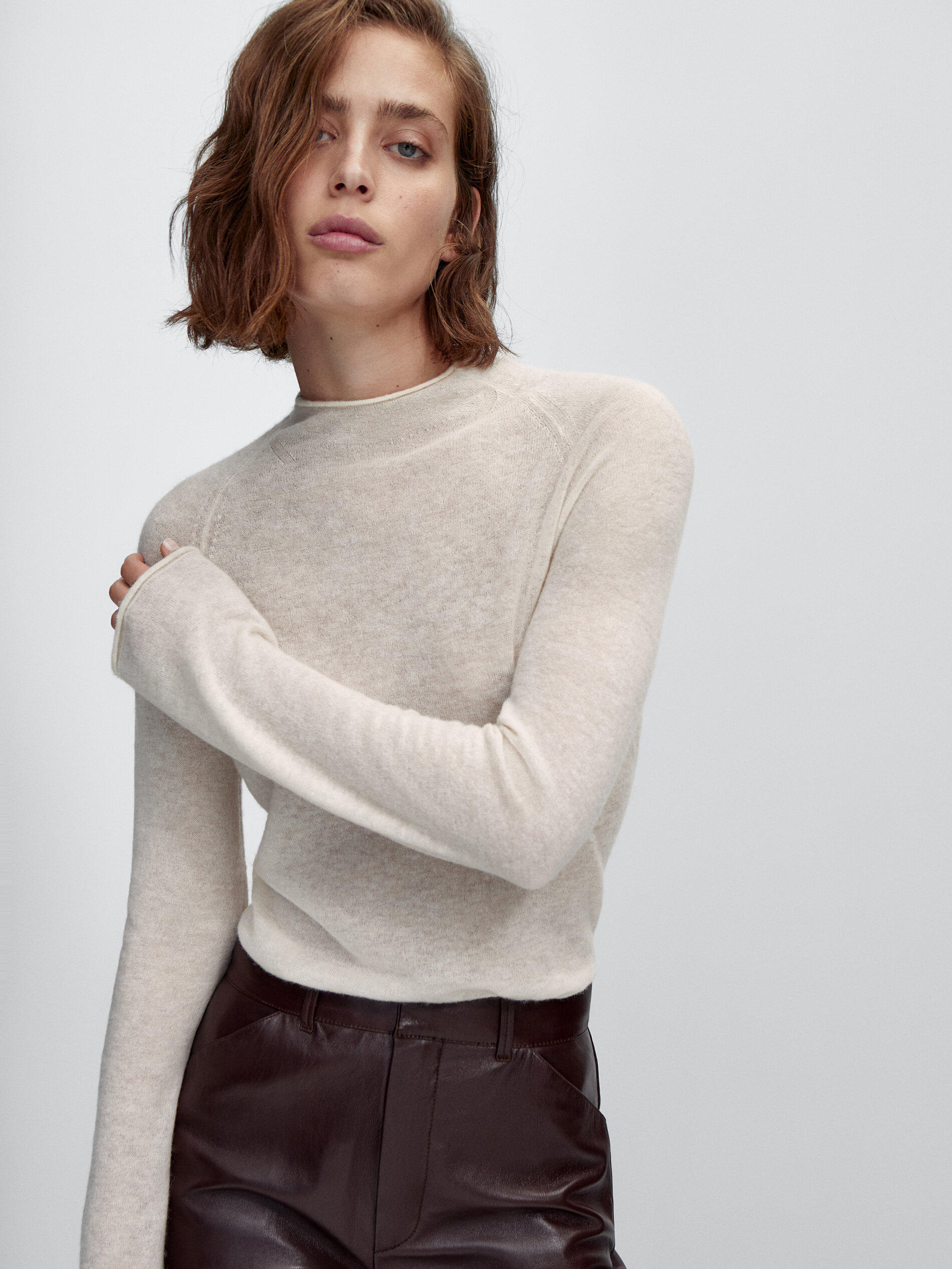 Mock turtleneck wool blend sweater 