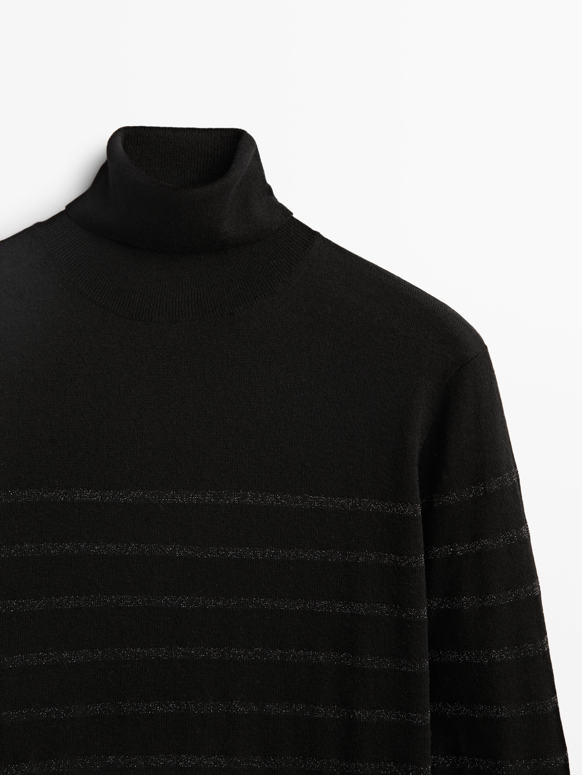 Fashion Sweaters Turtleneck Sweaters Massimo Dutti Turtleneck Sweater cream-black striped pattern casual look 