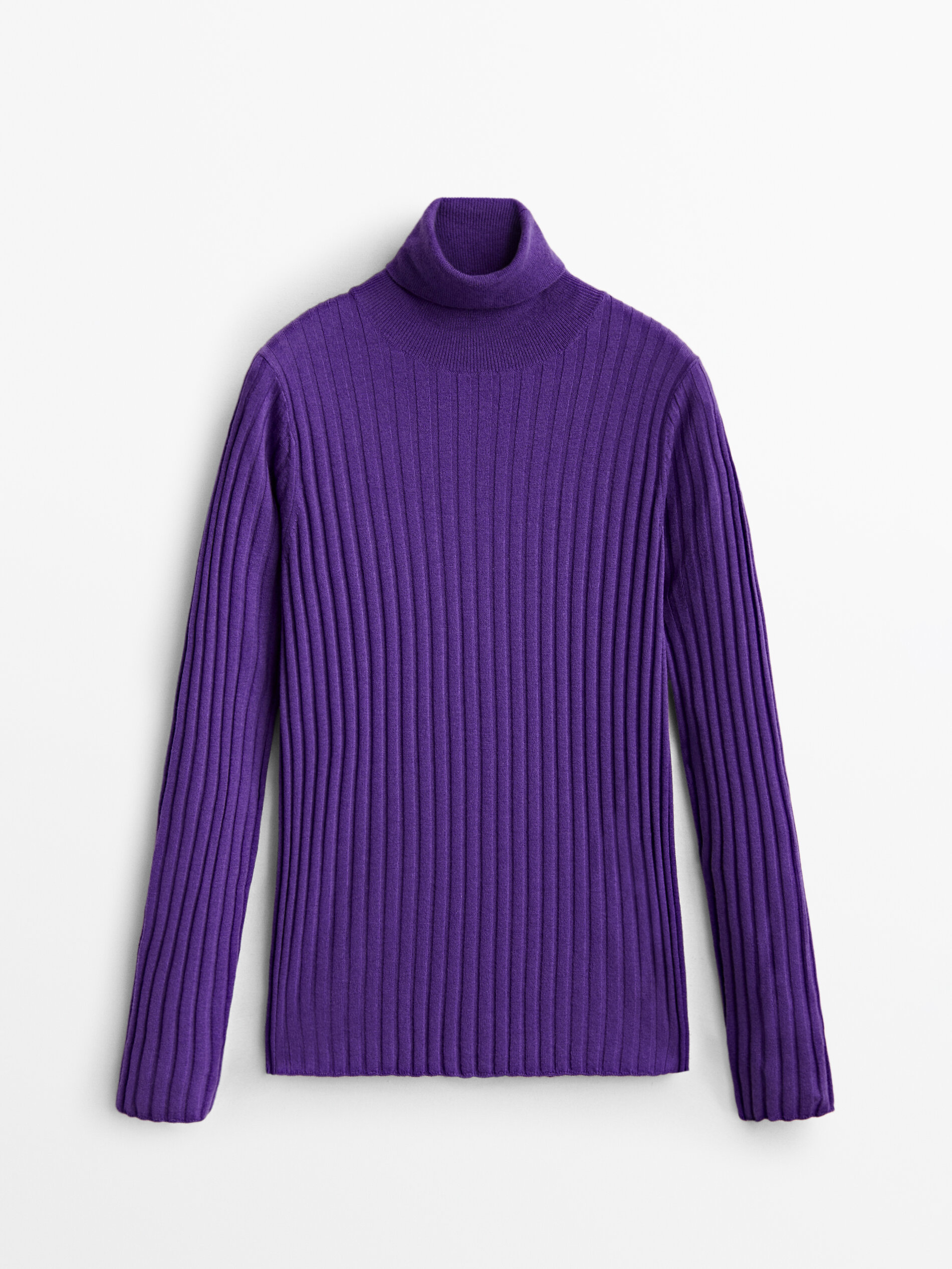 Massimo Dutti - Women - High Neck Wool Blend Sweater - Mulberry - L