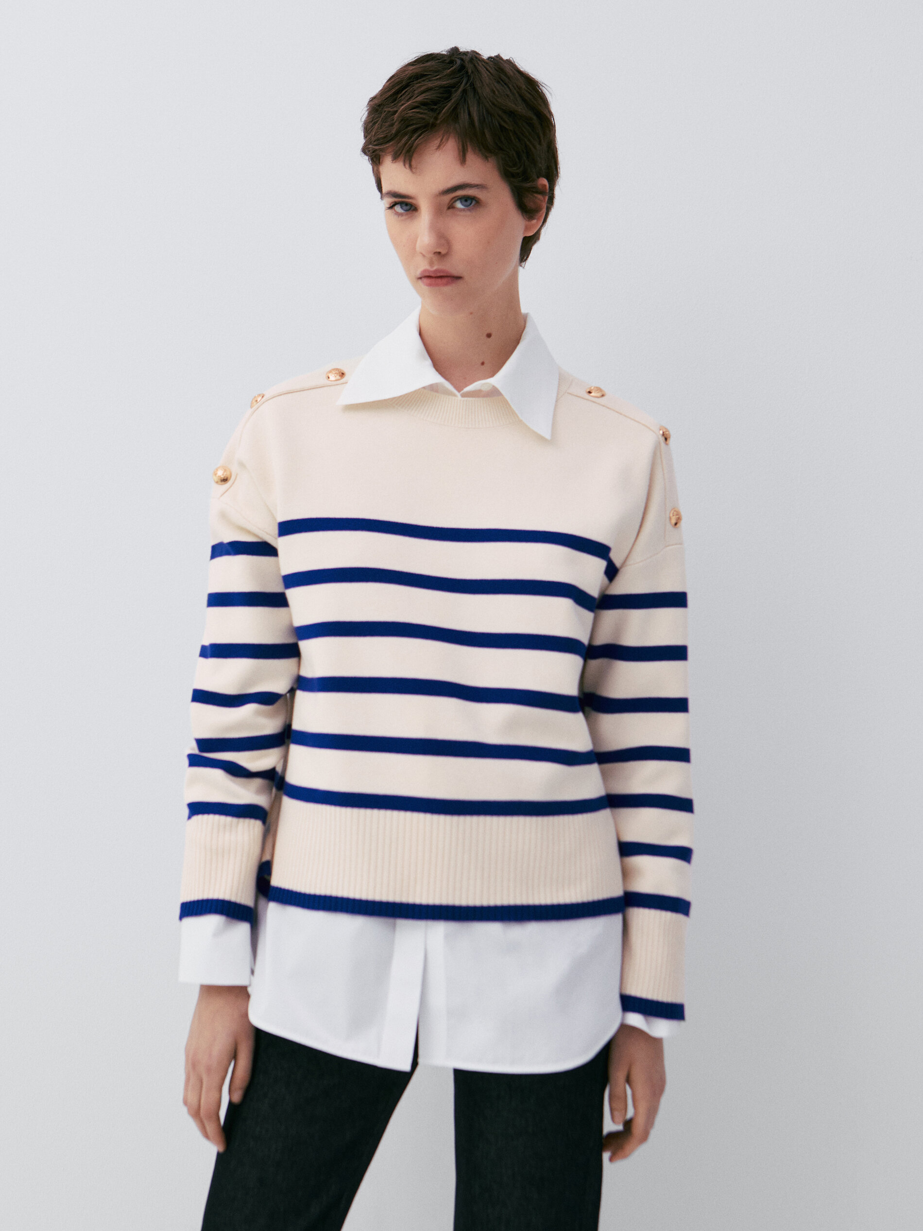 Striped sweater with button details 