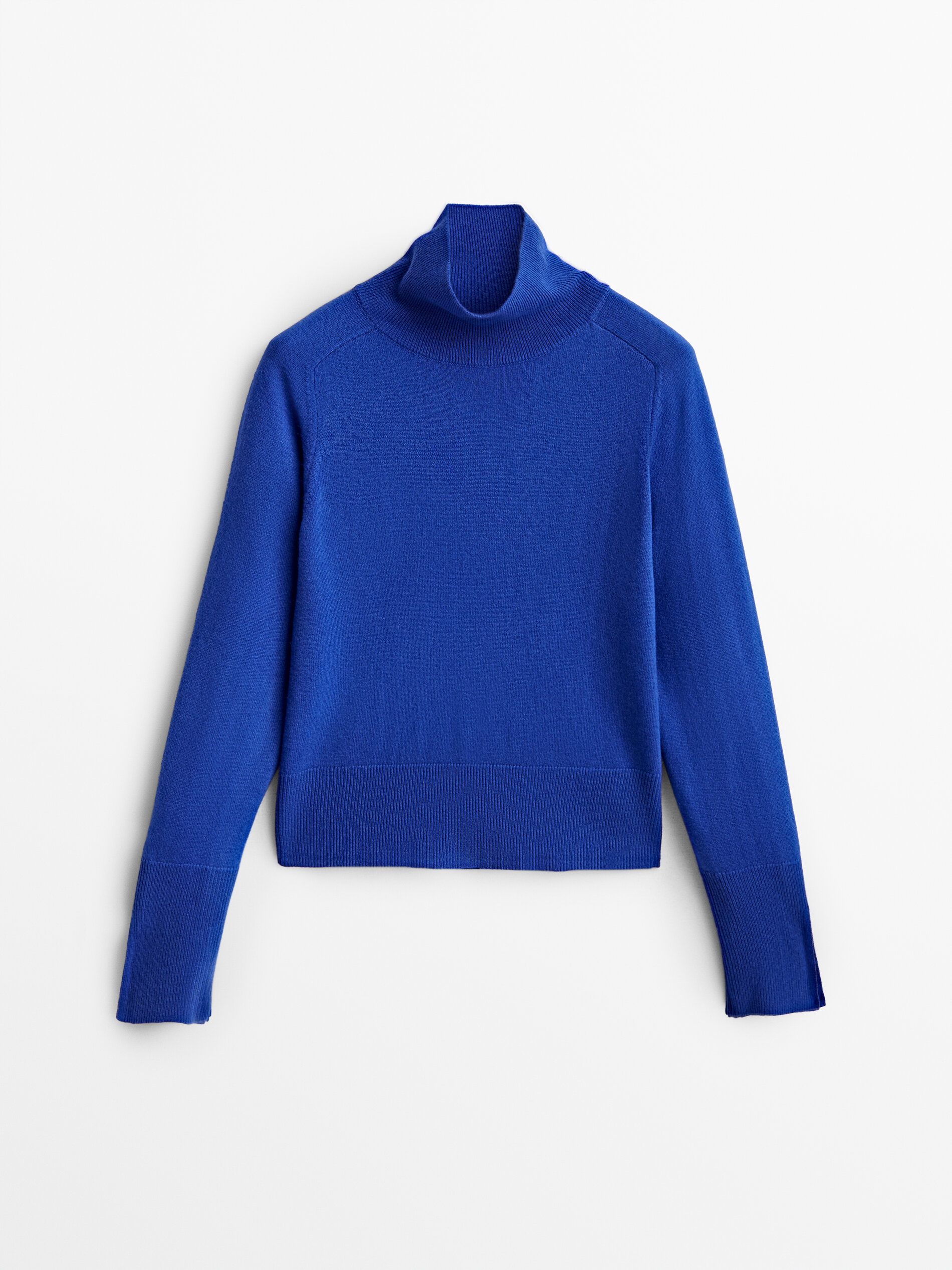 Massimo Dutti - Women - Wool and Cashmere High Neck Sweater - Blue - L
