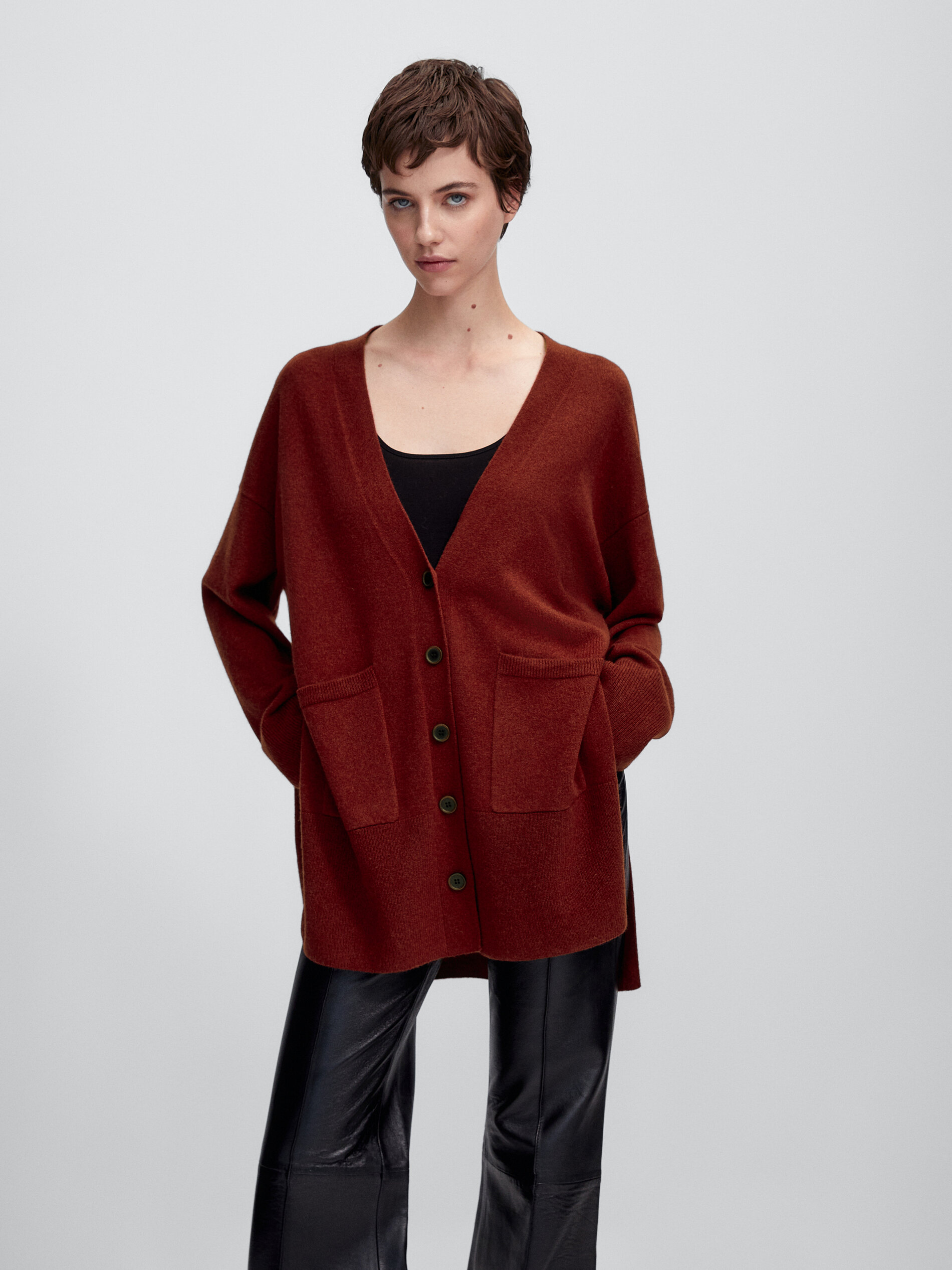 Long wool and cashmere cardigan 