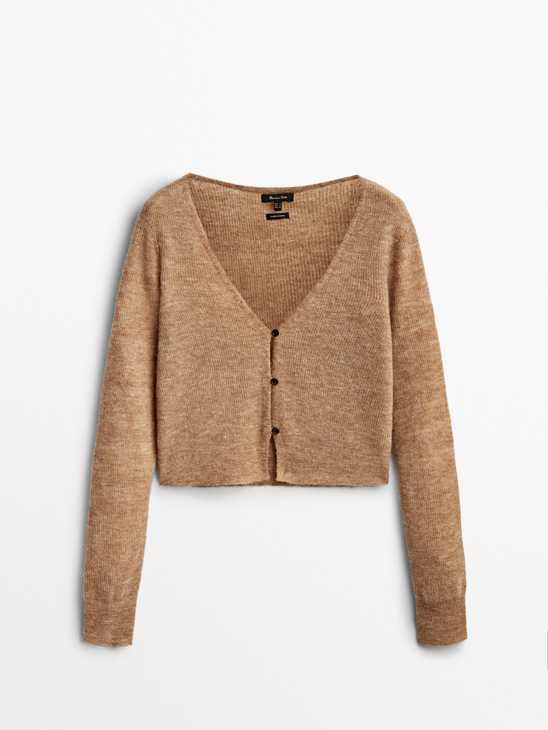 Massimo Dutti - Women - Wool Blend Knit Cardigan - Camel - L