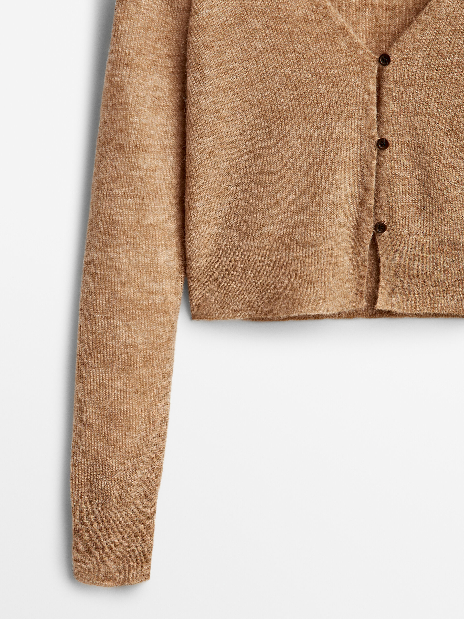 Massimo Dutti - Women - Wool Blend Knit Cardigan - Camel - L
