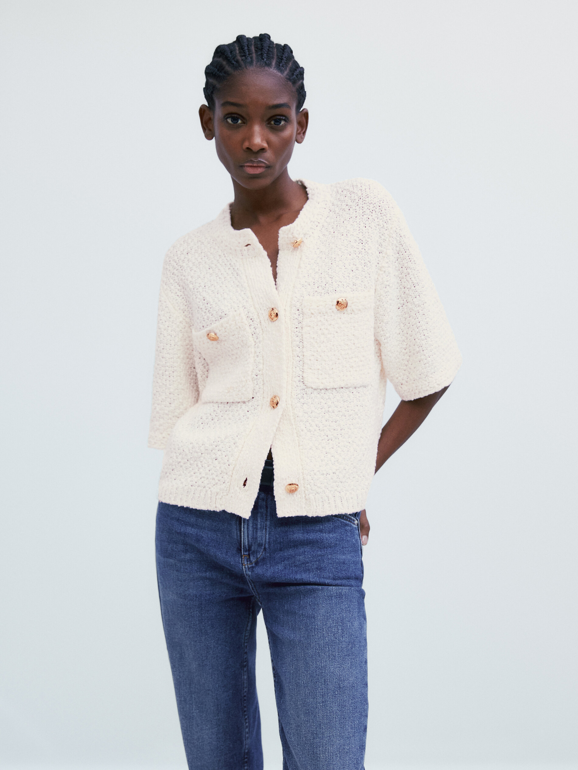 knit short sleeve cardigan