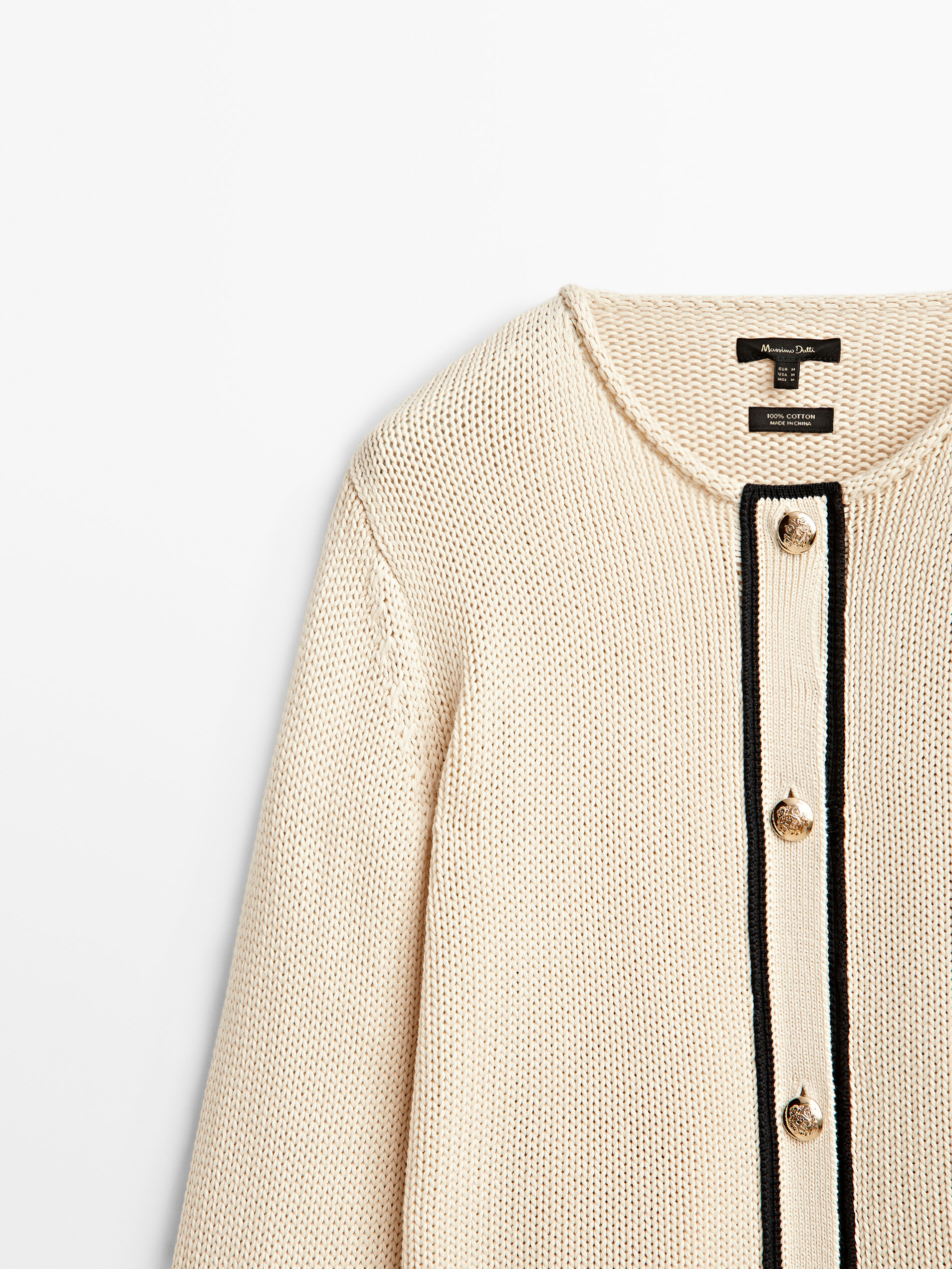 Knit cardigan with contrast placket 