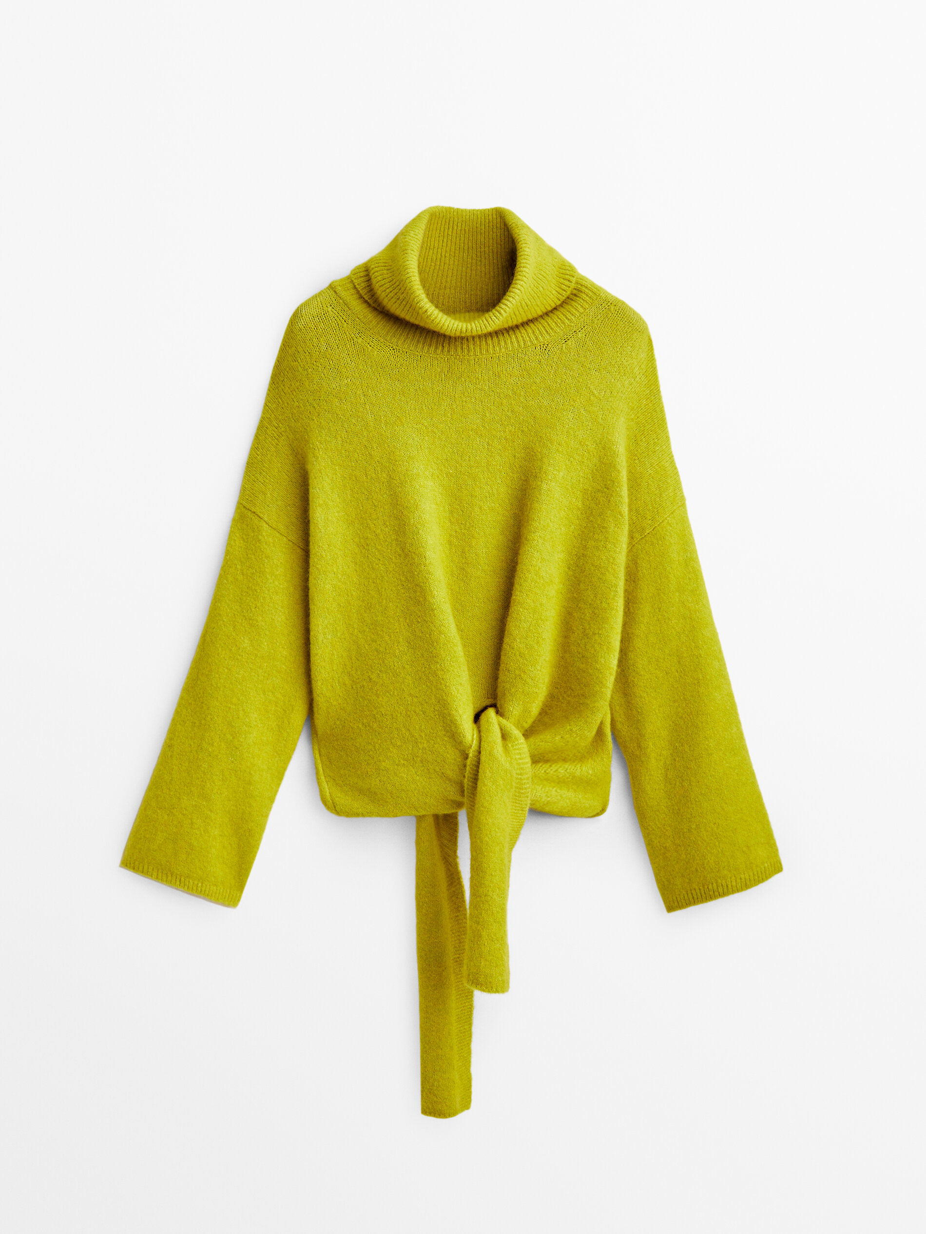 High neck sweater with front knot 