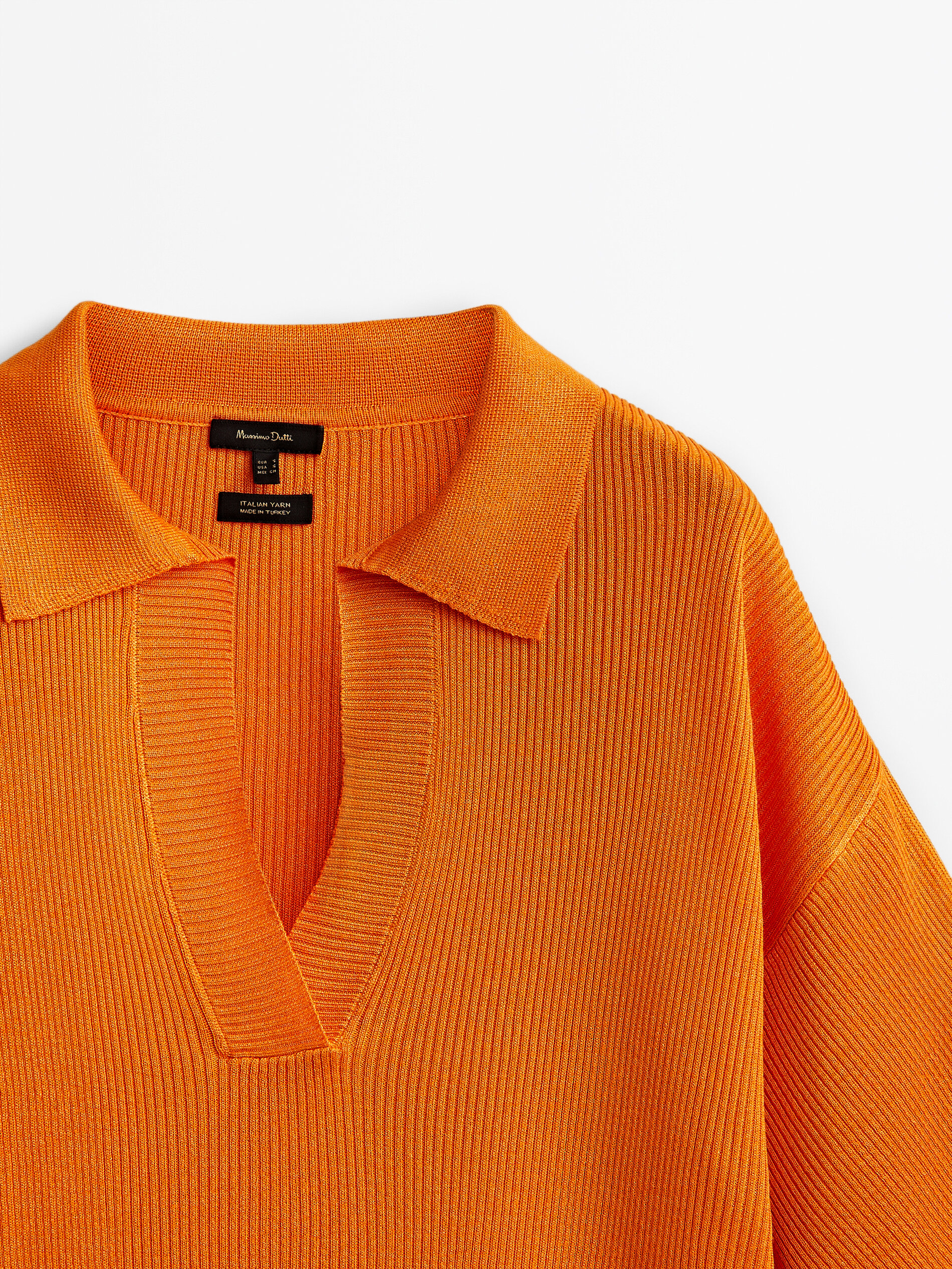 Short sleeve rib polo sweater - Massimo 