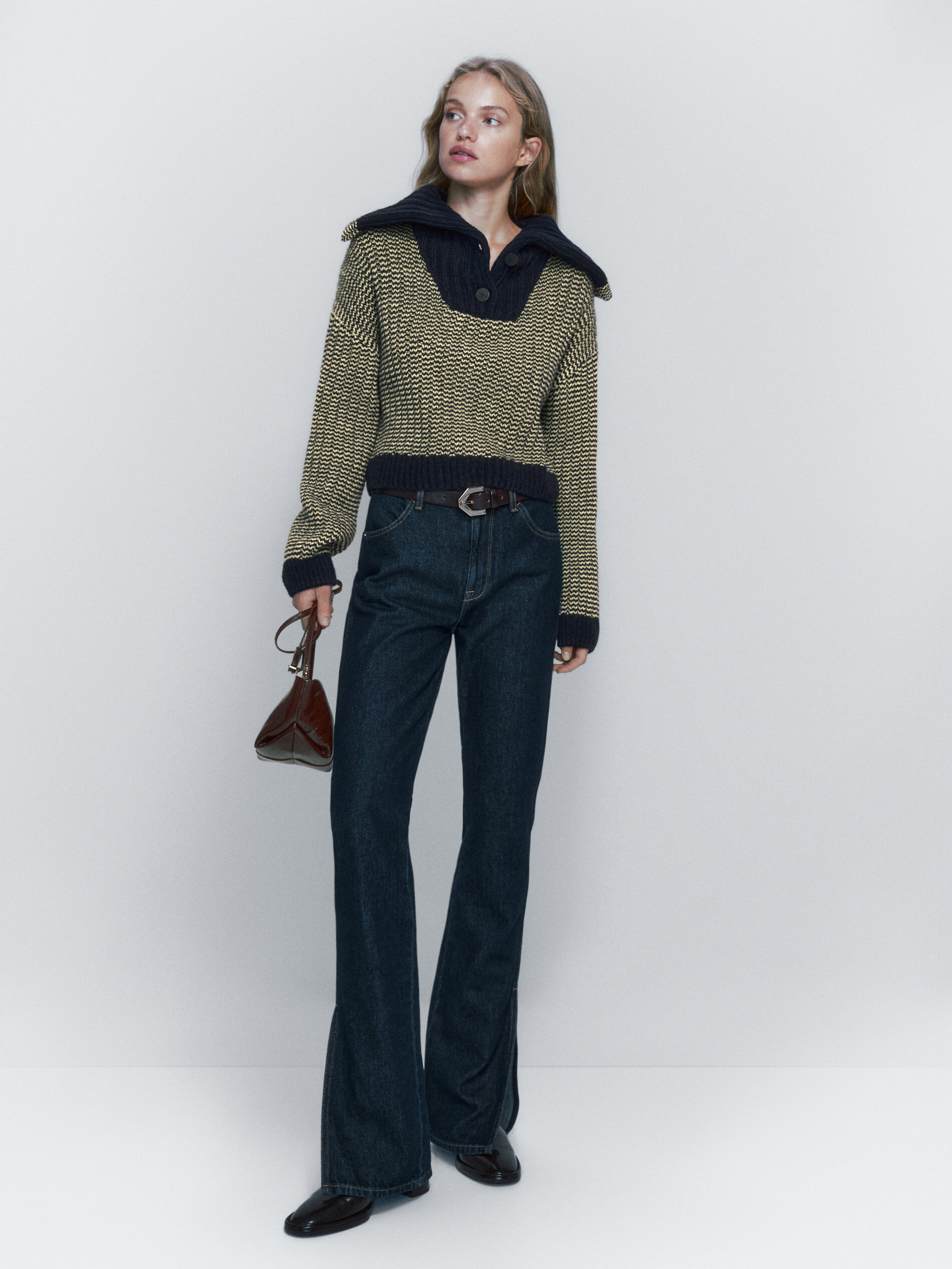 Wool blend sailor collar sweater - Massimo Dutti United Kingdom