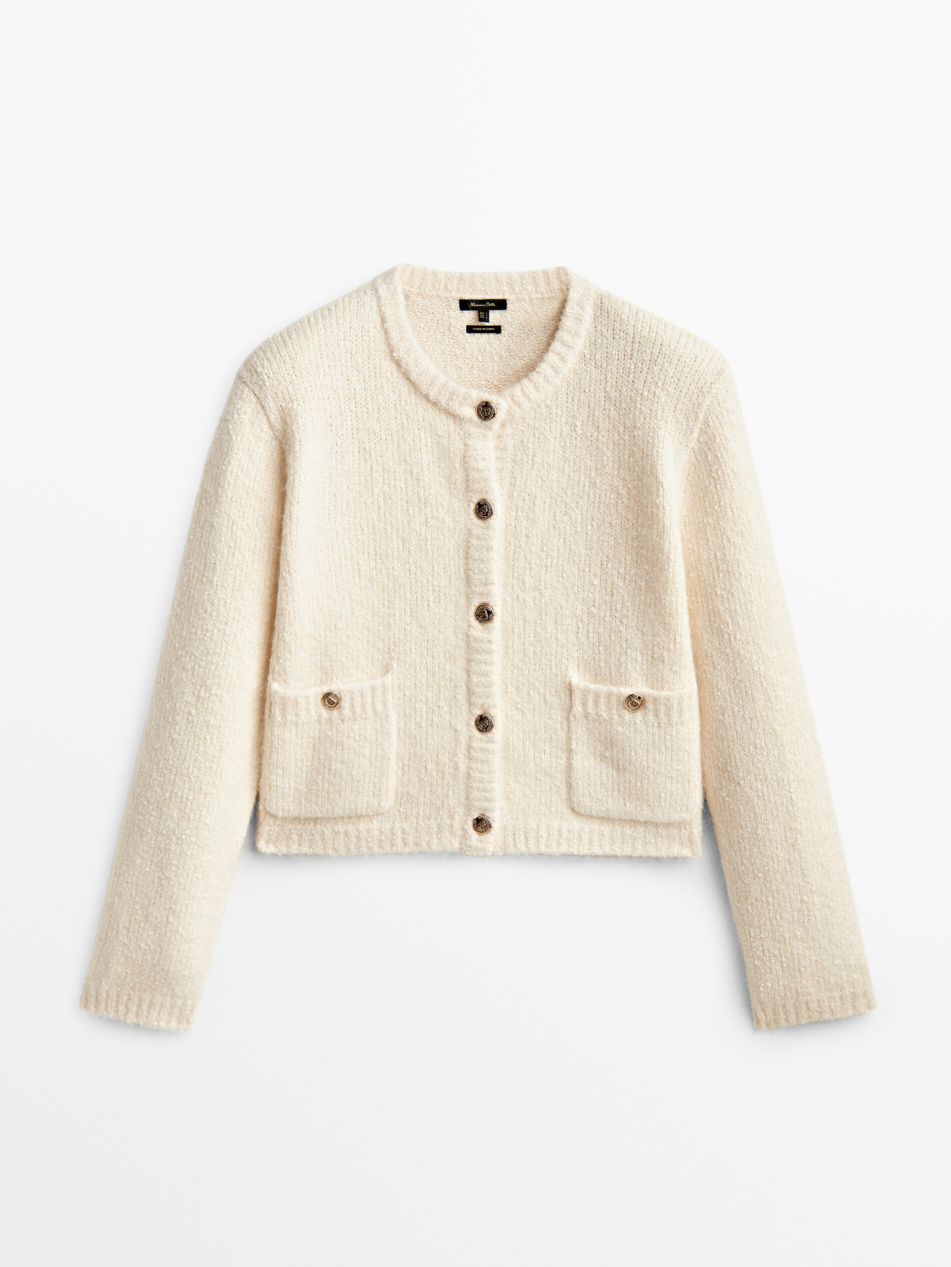 Bouclé knit cardigan with pockets 