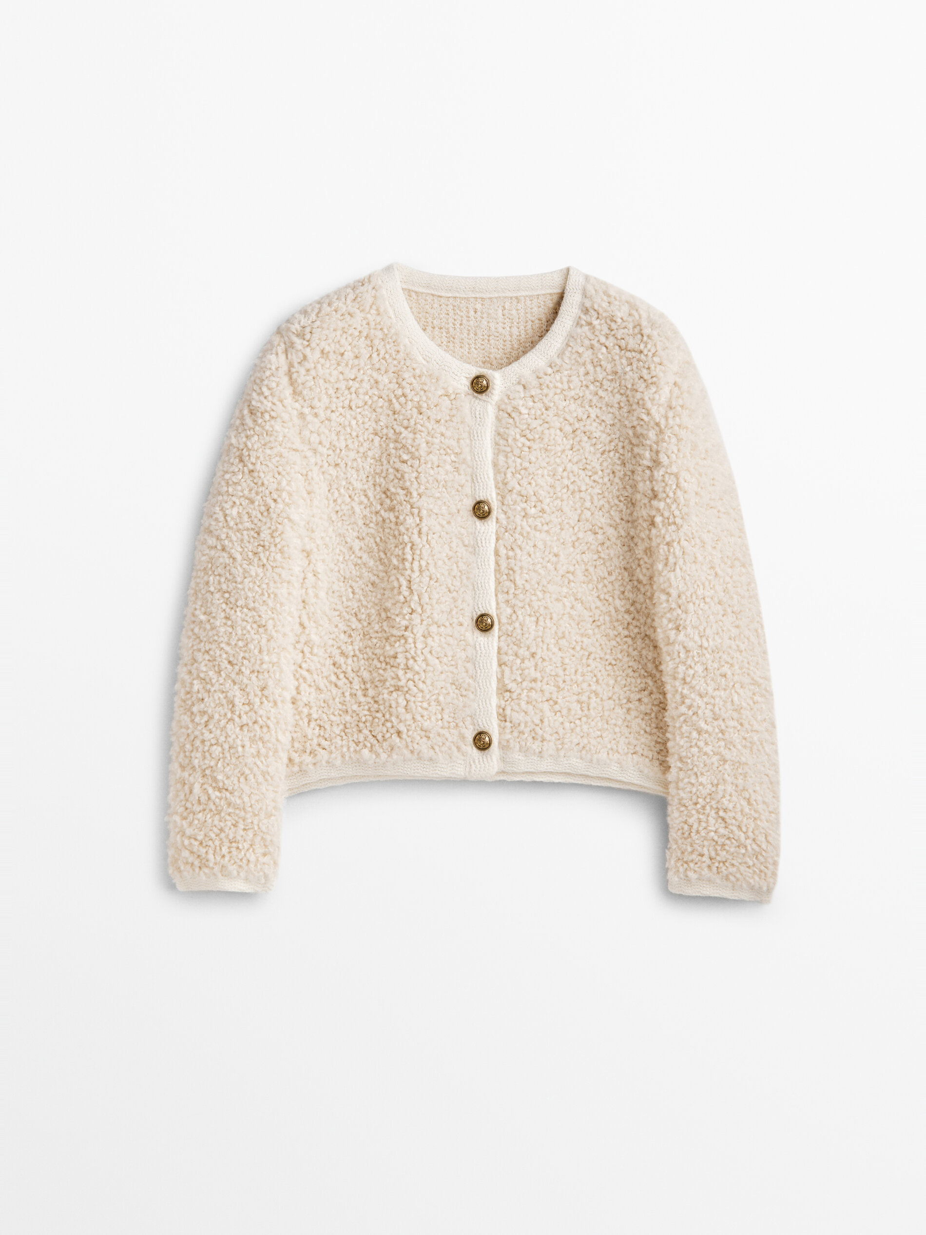 Bouclé knit cardigan with buttons 