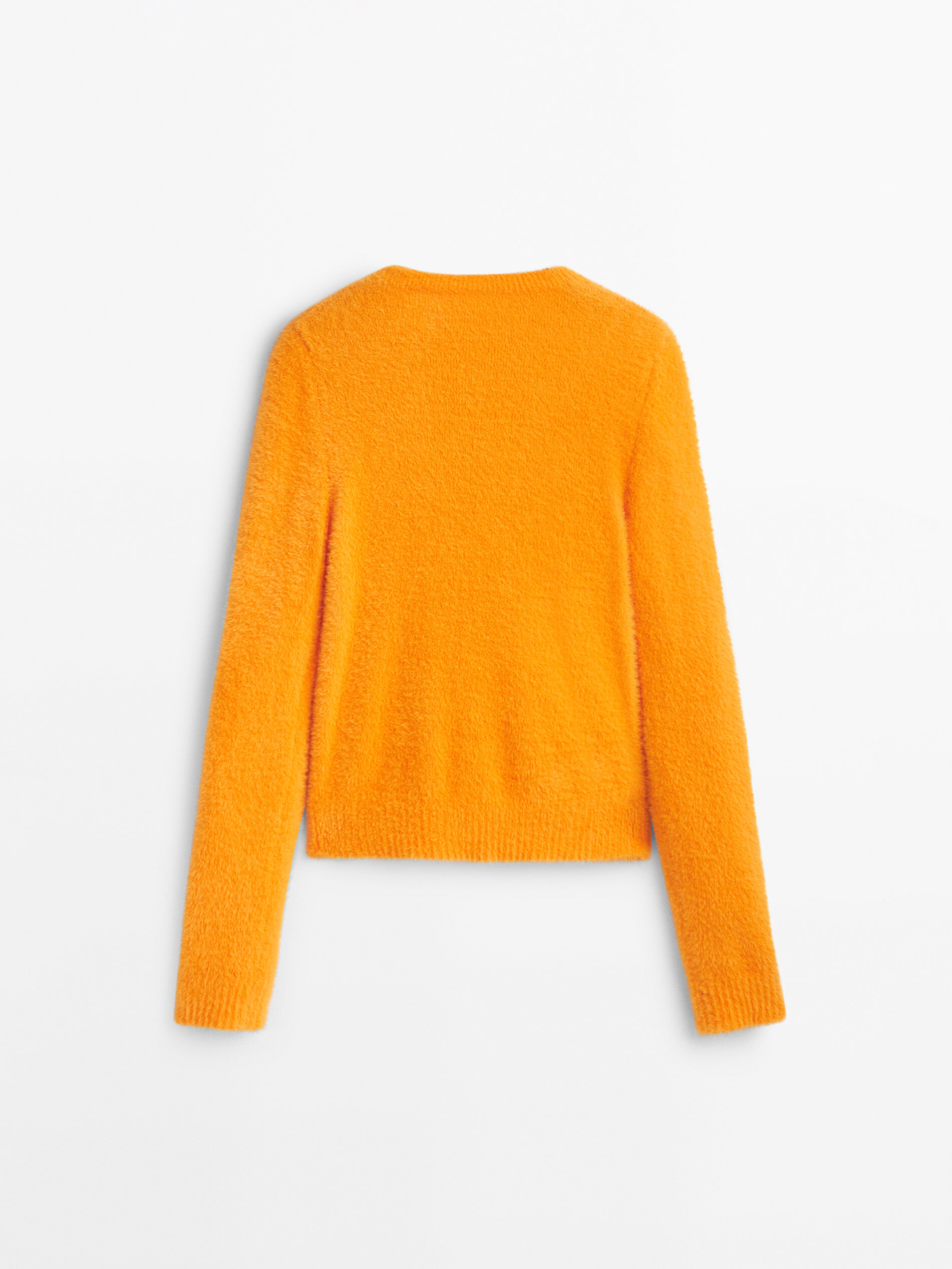 V-neck faux fur sweater - Massimo Dutti 