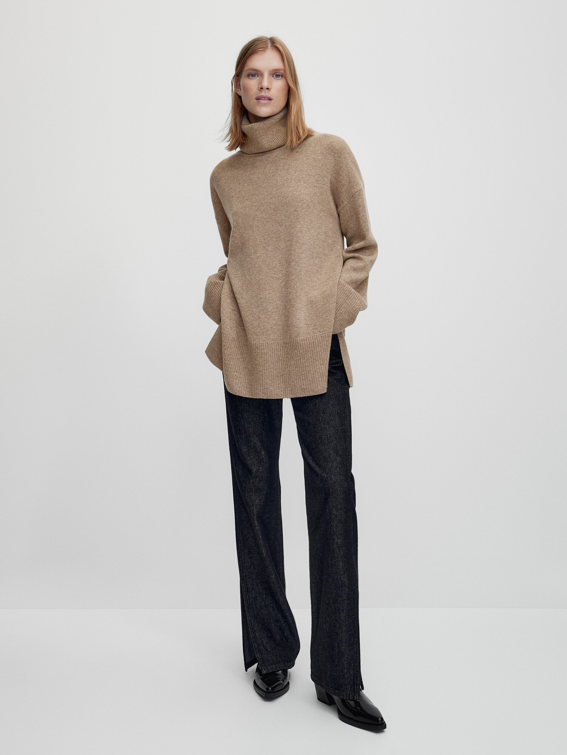 Wool and cashmere high neck sweater 