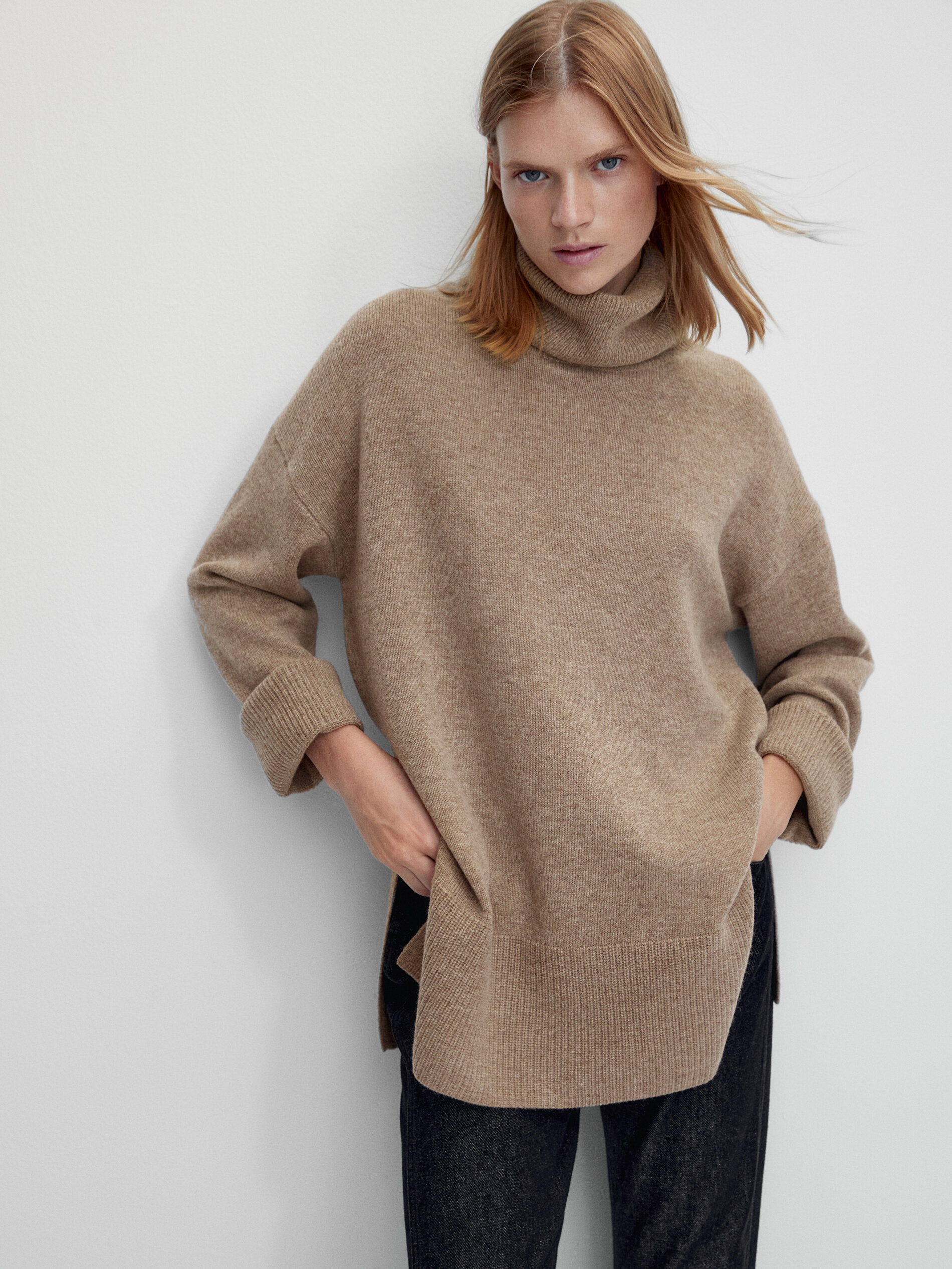 Wool and cashmere high neck sweater 